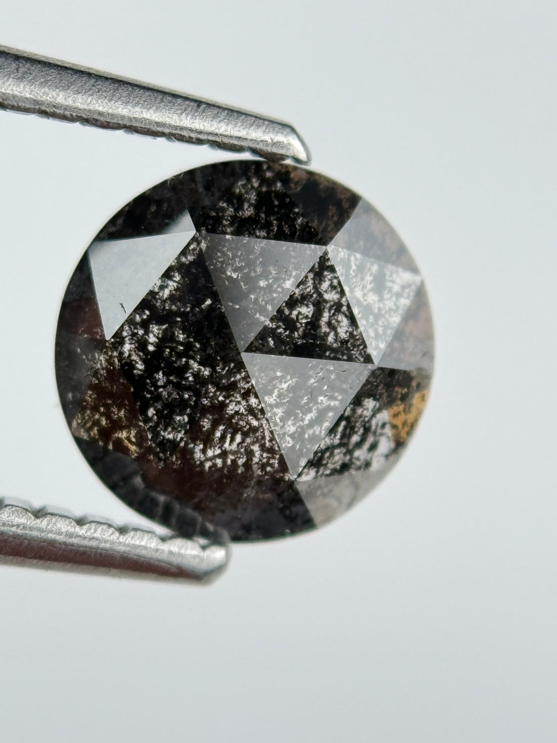 0.96 Ct Round Rose Cut Black Natural Salt and Pepper Diamond