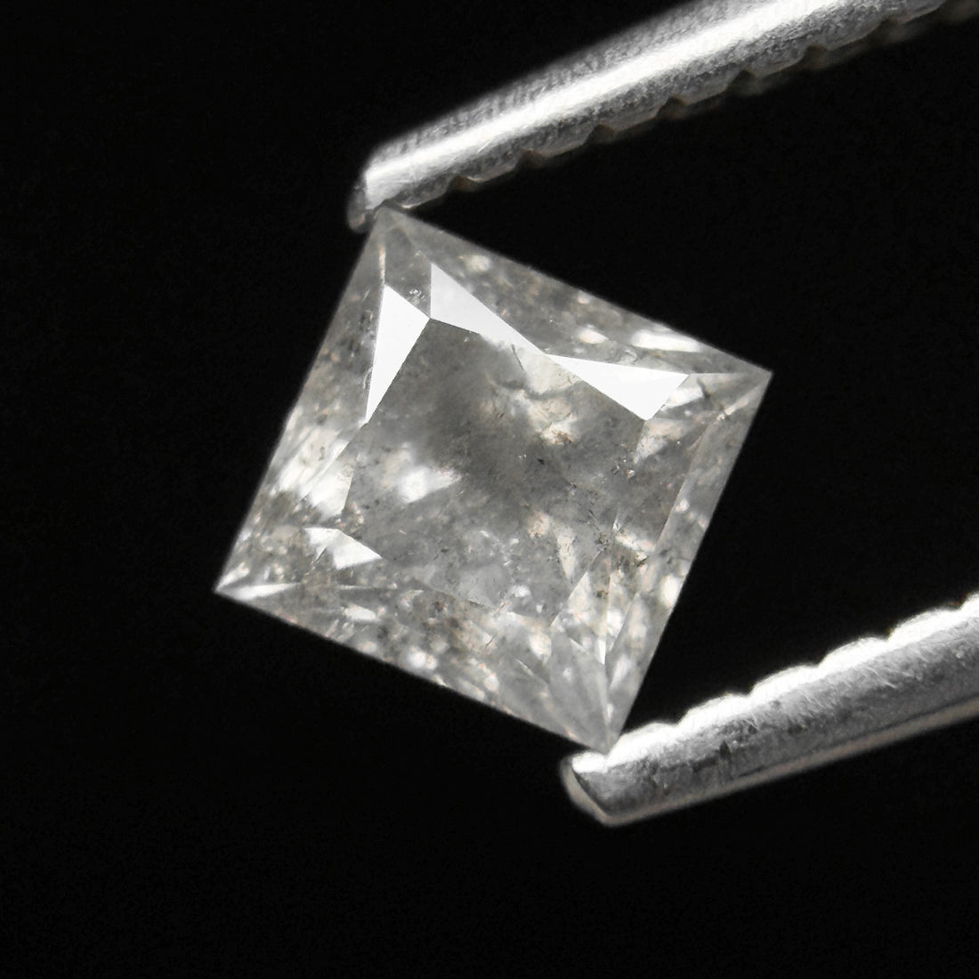 0.65 Ct Princess Rose Cut Grey Natural Minimalist Salt and Pepper Diamond