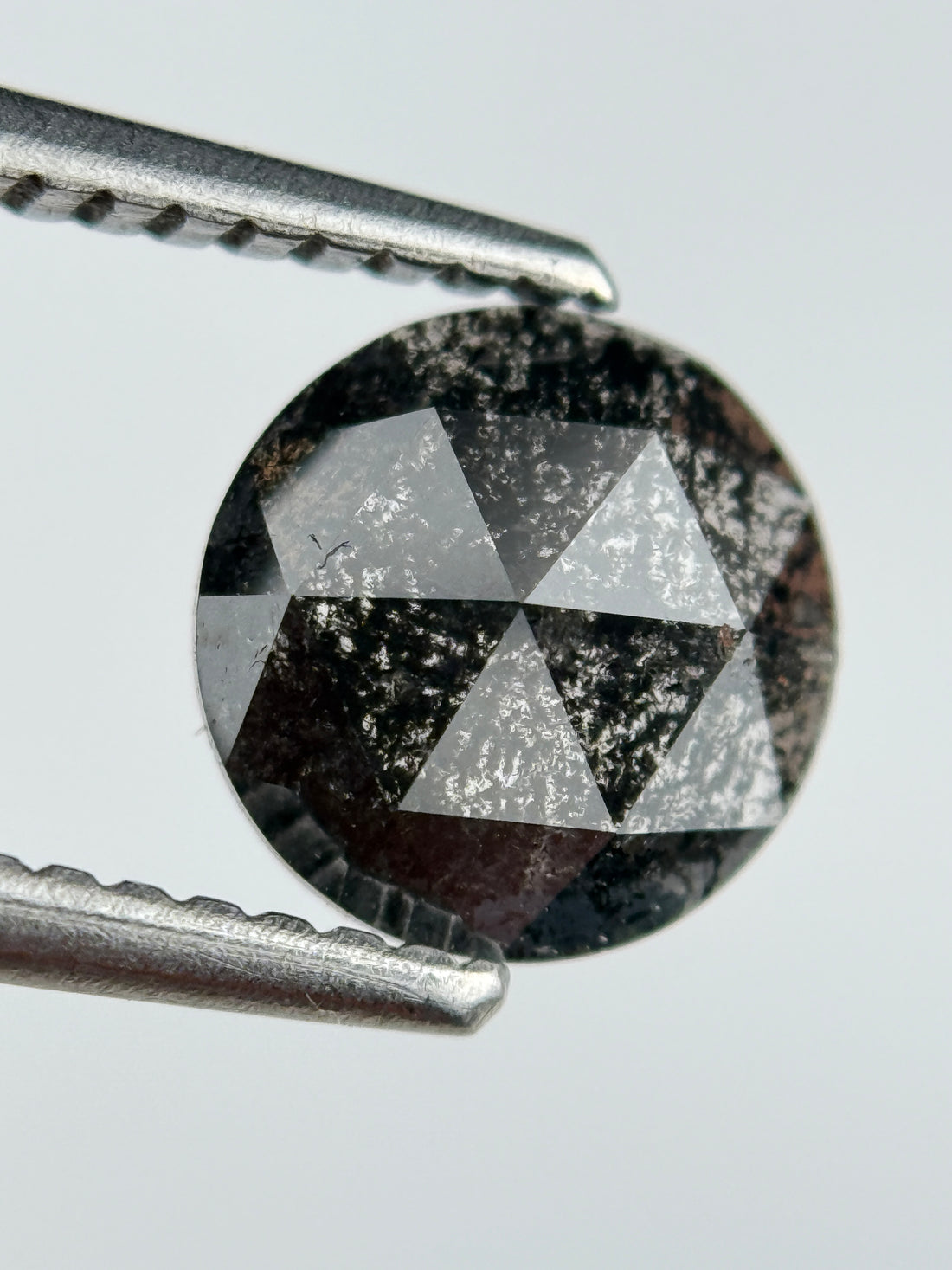 0.96 Ct Round Rose Cut Black Natural Salt and Pepper Diamond