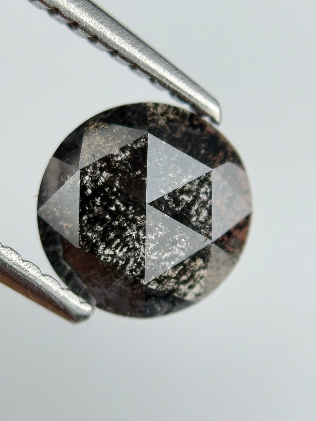 0.96 Ct Round Rose Cut Black Natural Salt and Pepper Diamond