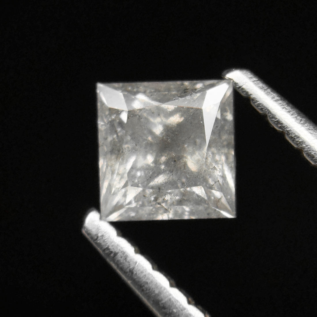 0.65 Ct Princess Rose Cut Grey Natural Minimalist Salt and Pepper Diamond