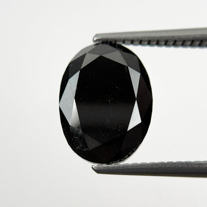 4.04 Ct Oval Rose Cut Black Natural Salt and Pepper Diamond
