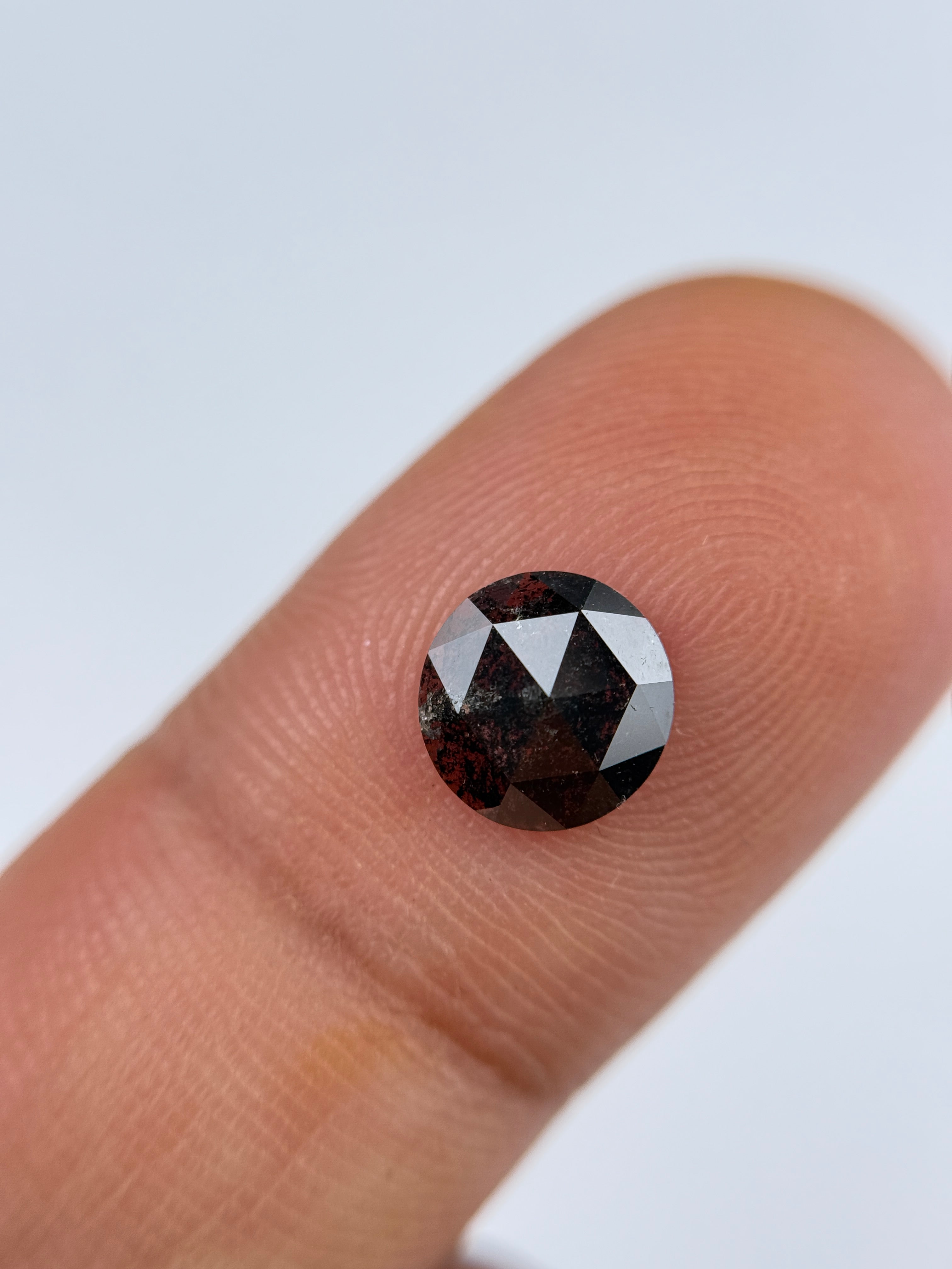 0.96 Ct Round Rose Cut Black Natural Salt and Pepper Diamond