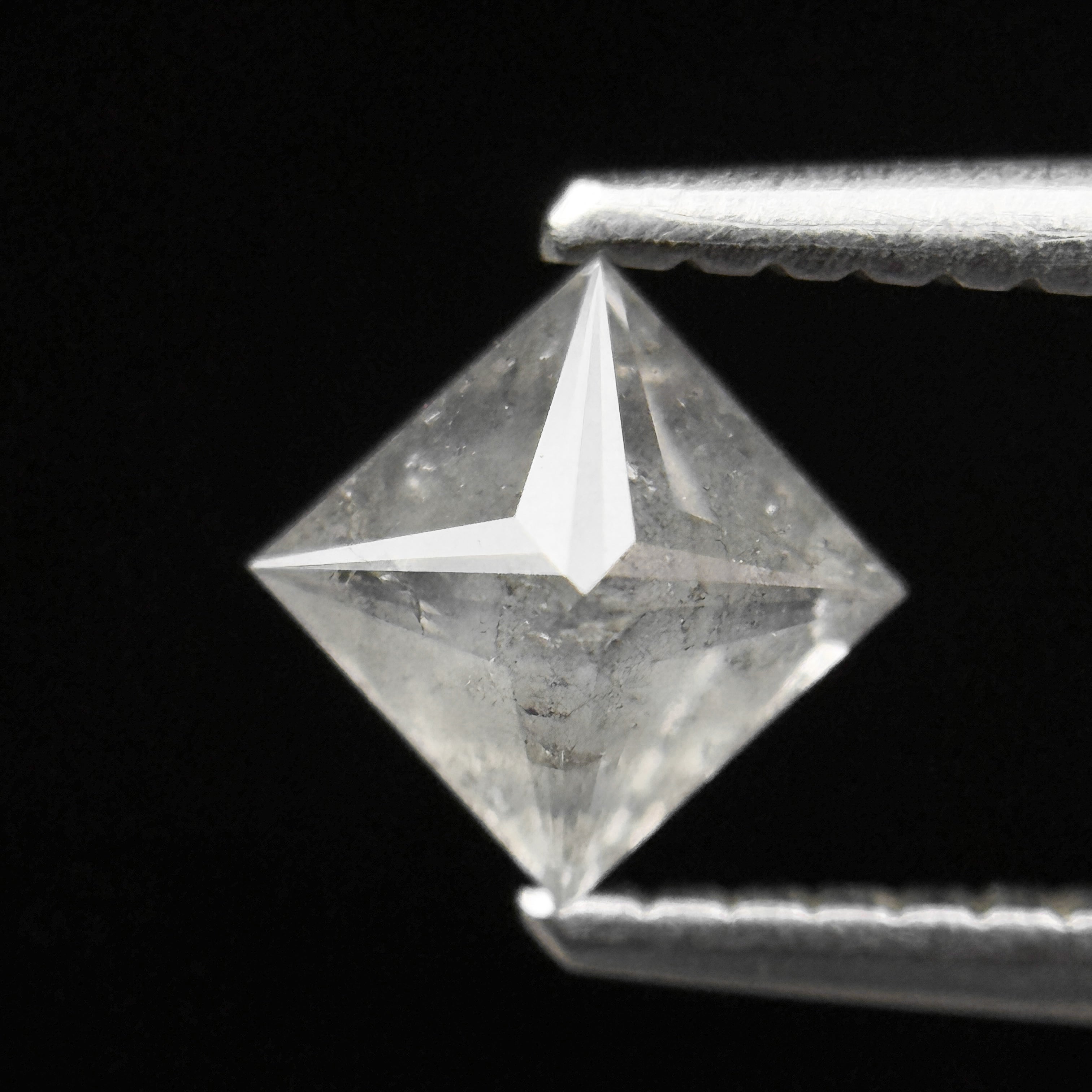 0.65 Ct Princess Rose Cut Grey Natural Minimalist Salt and Pepper Diamond