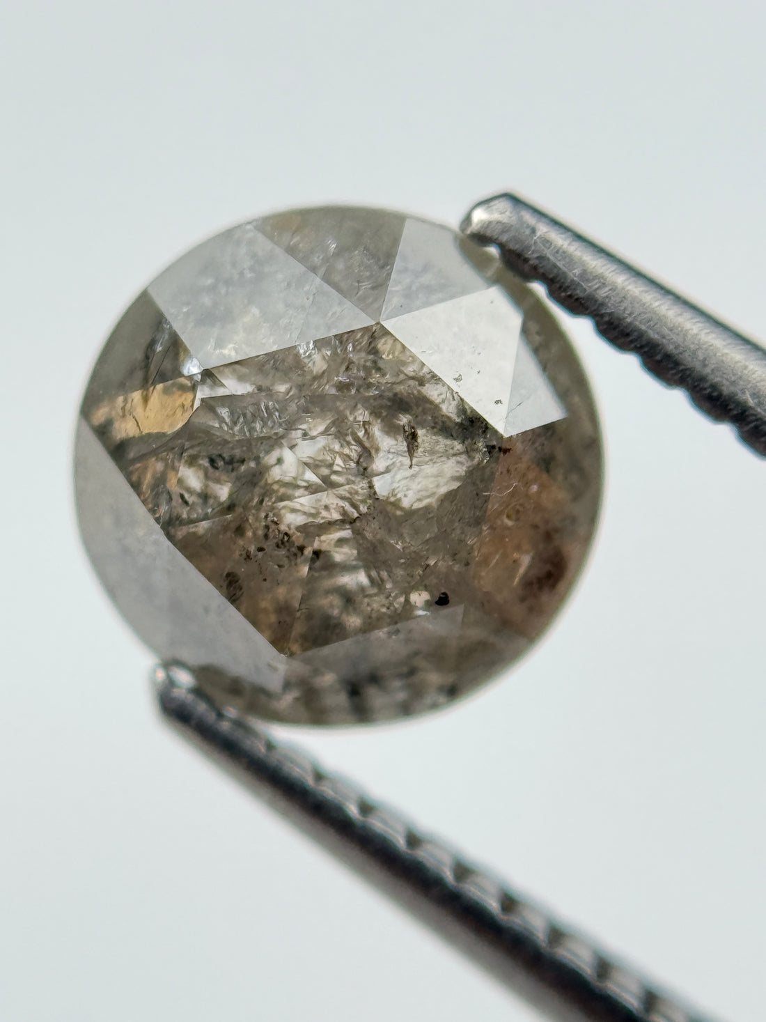 1.89 Ct Round Rose Cut Grey Natural Salt and Pepper Diamond
