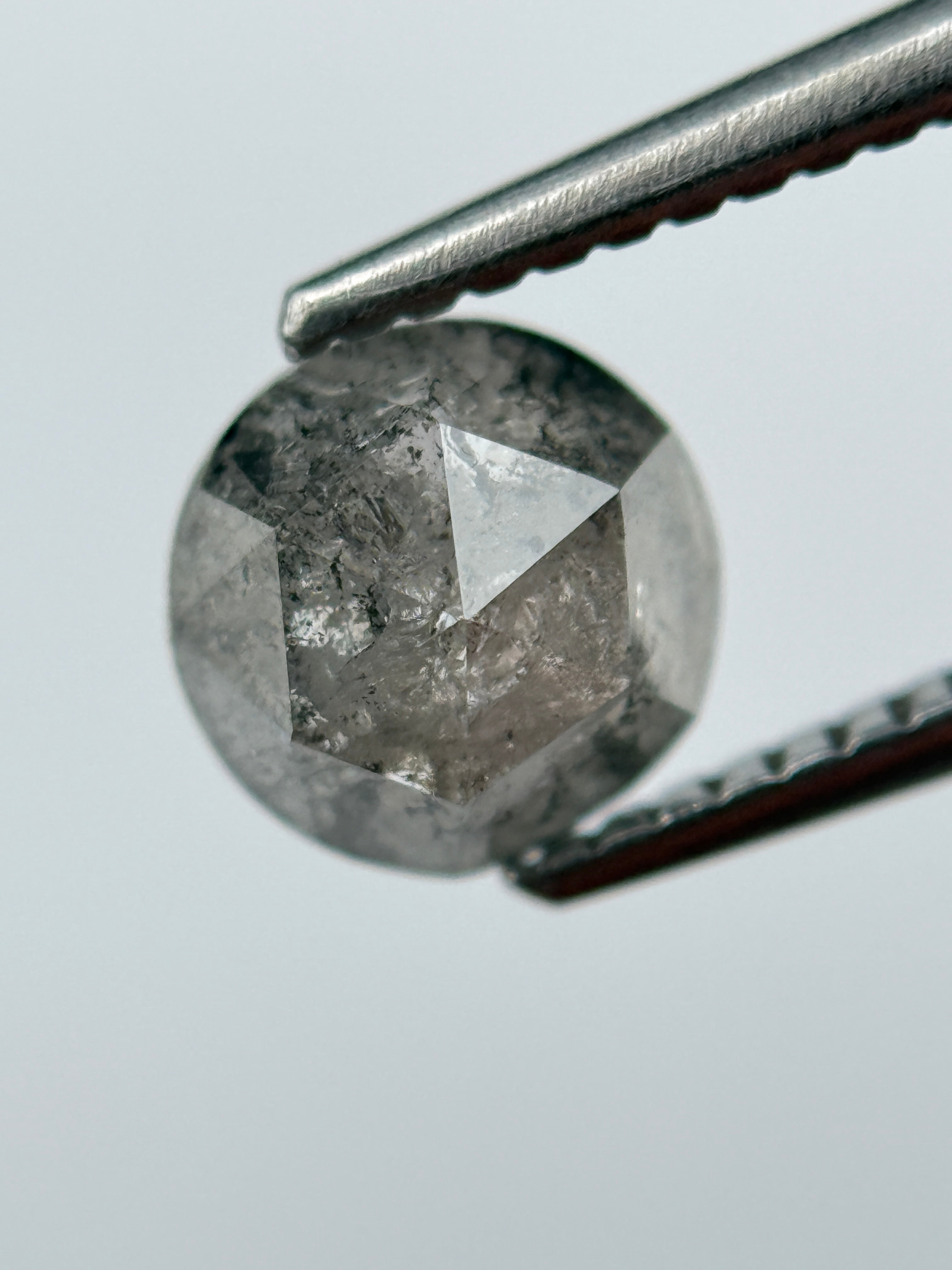1.01 Ct Round Brilliant Cut Grey Natural Salt and Pepper Diamond
