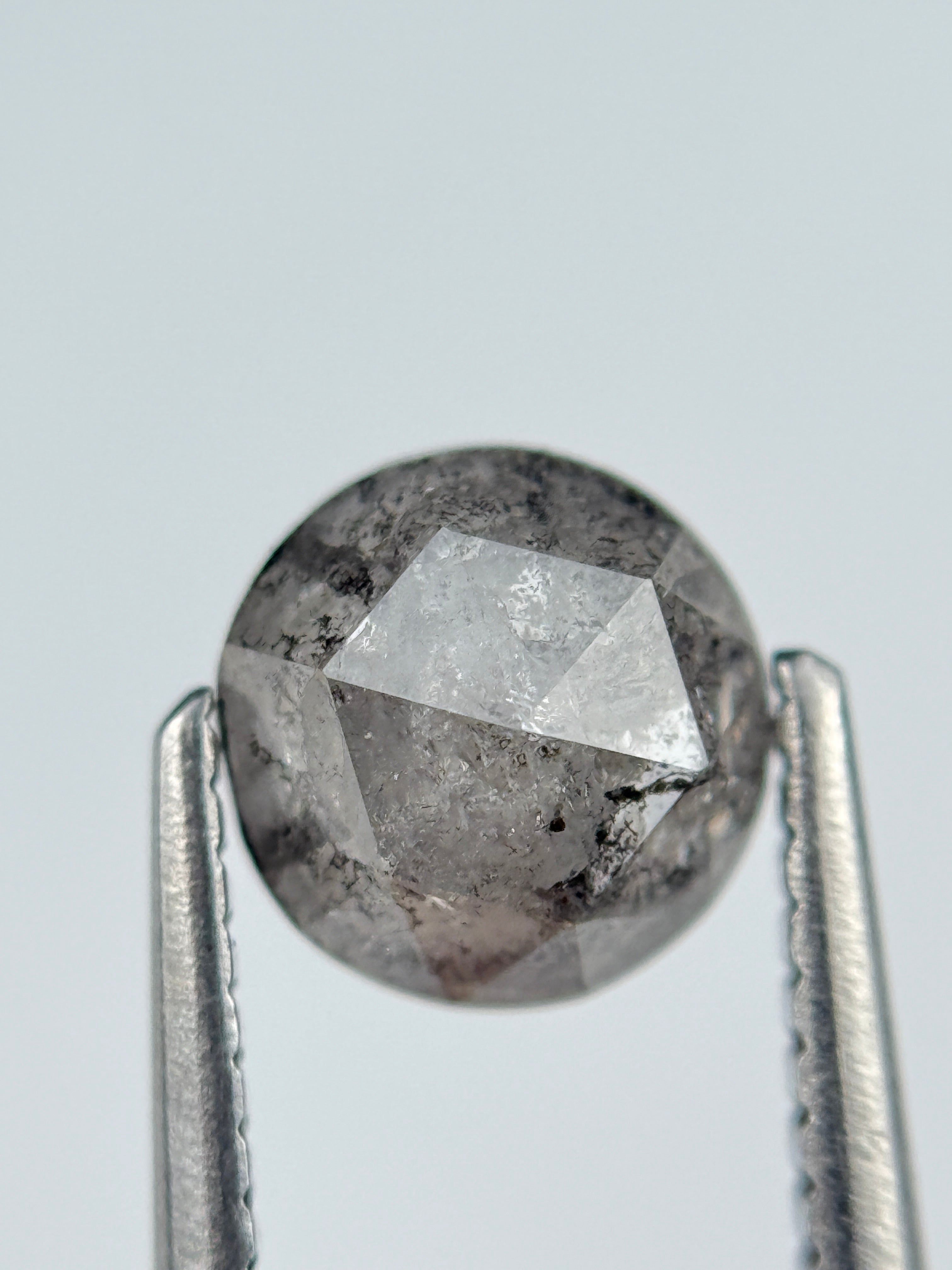 1.01 Ct Round Brilliant Cut Grey Natural Salt and Pepper Diamond