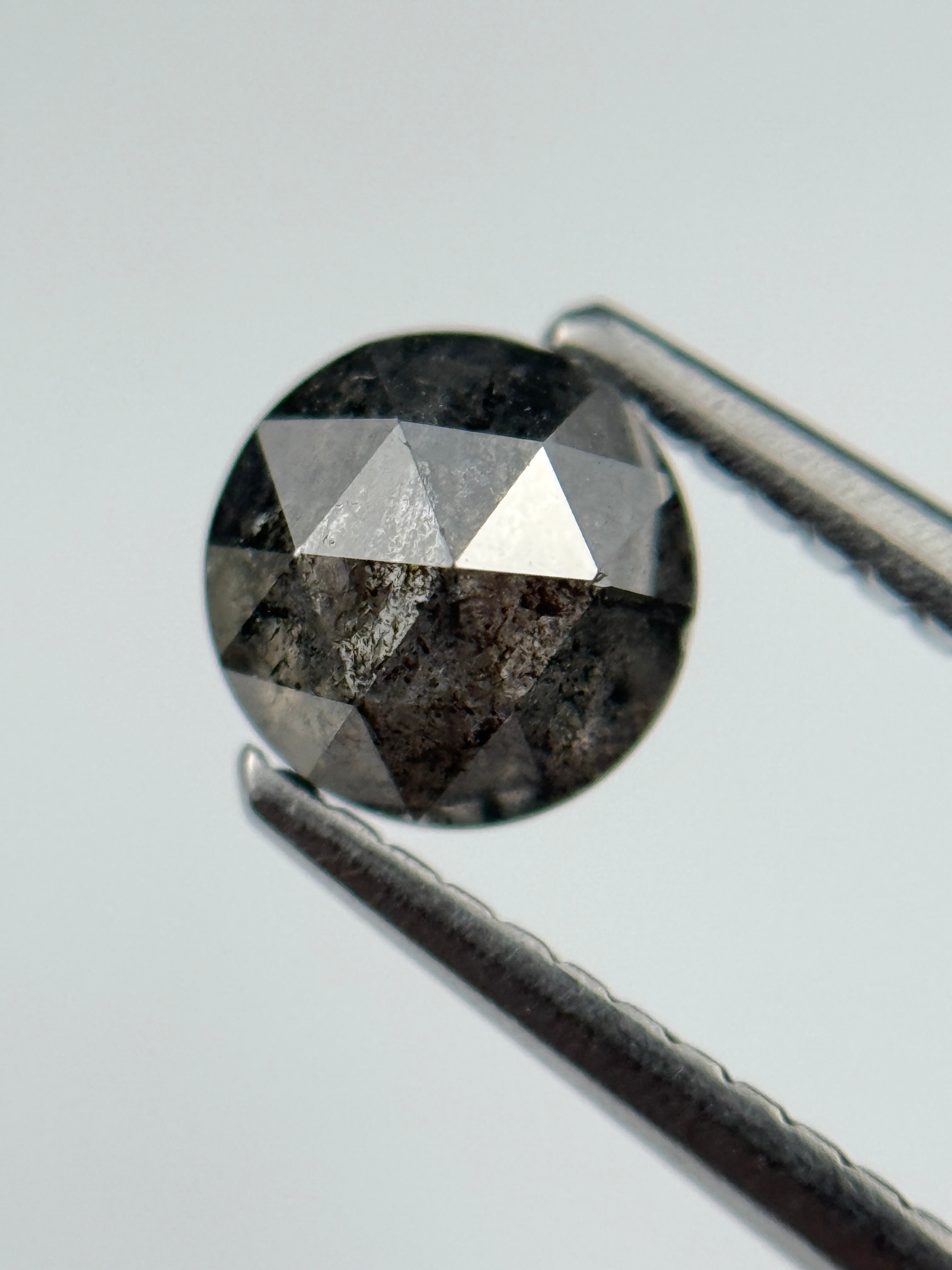 1.01 Ct Round Brilliant Cut Grey Natural Salt and Pepper Diamond
