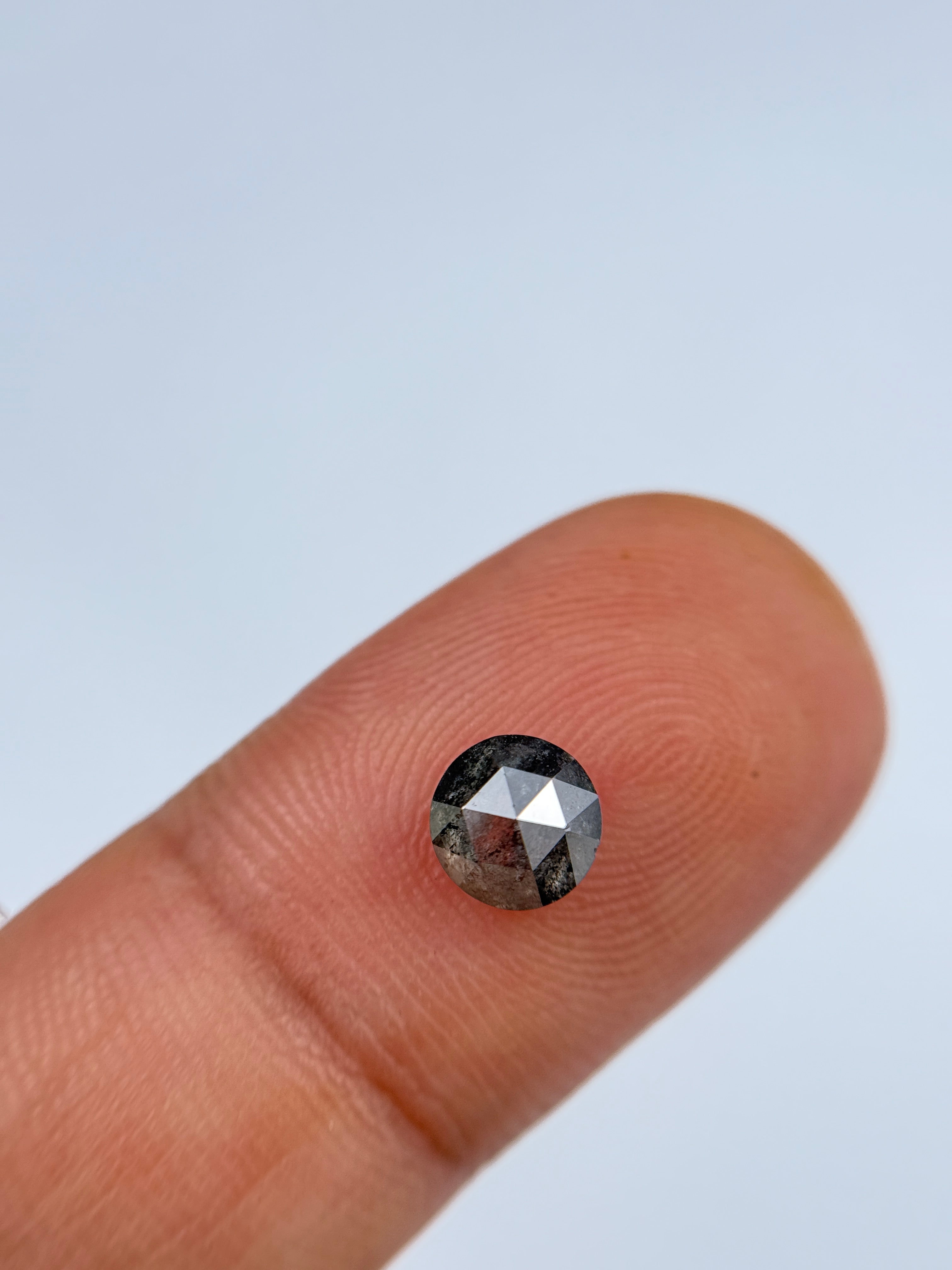1.01 Ct Round Brilliant Cut Grey Natural Salt and Pepper Diamond