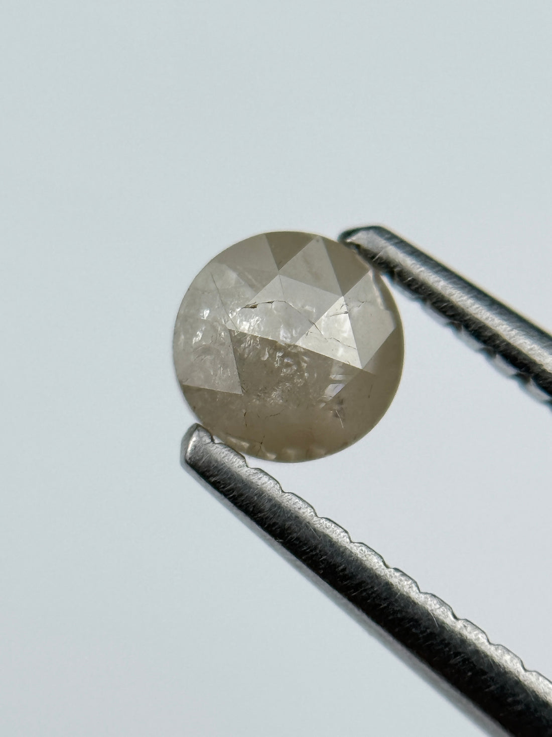 0.44 Ct Round Rose Cut ICY Grey Natural Salt and Pepper Diamond