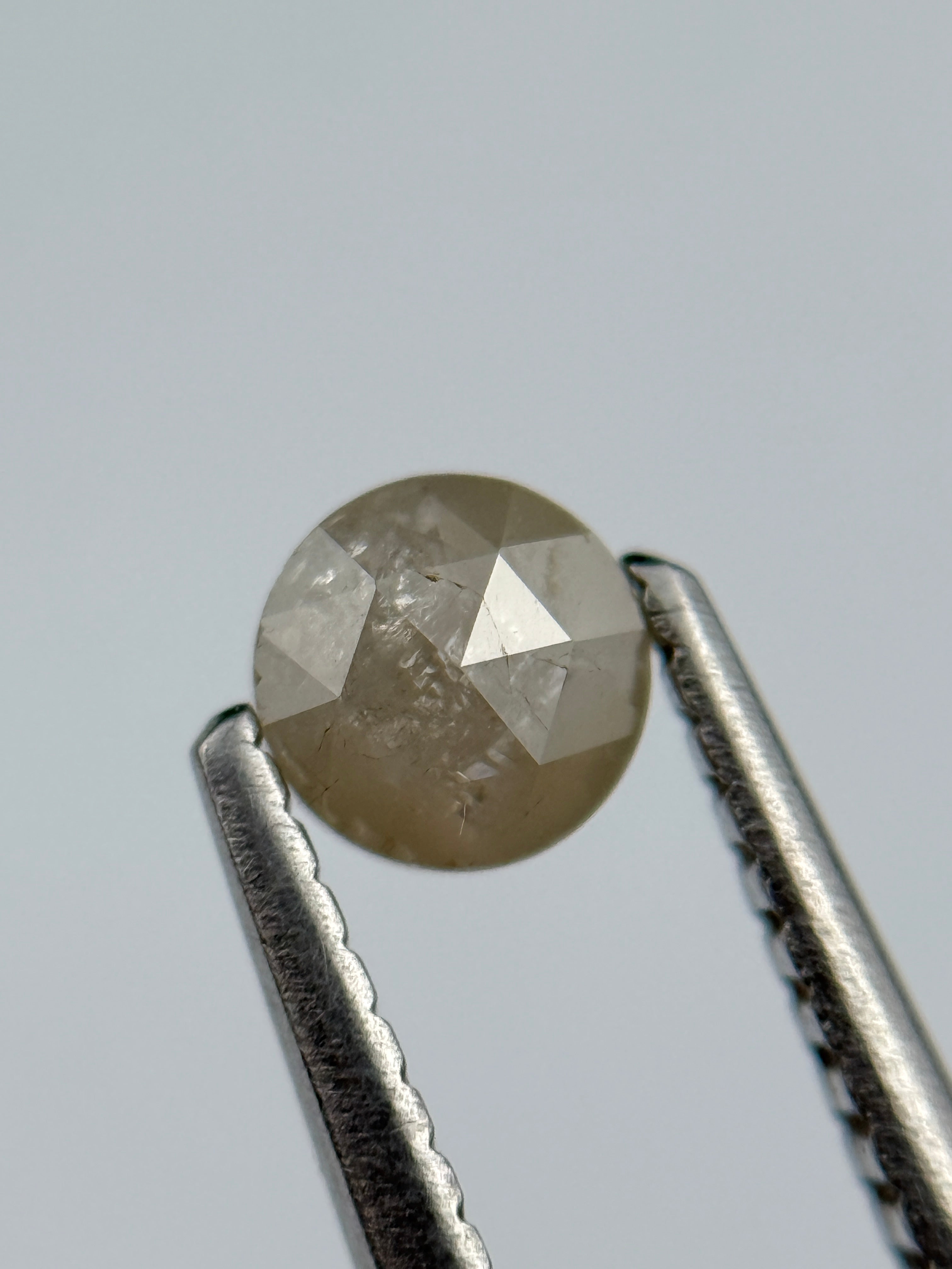 0.44 Ct Round Rose Cut ICY Grey Natural Salt and Pepper Diamond