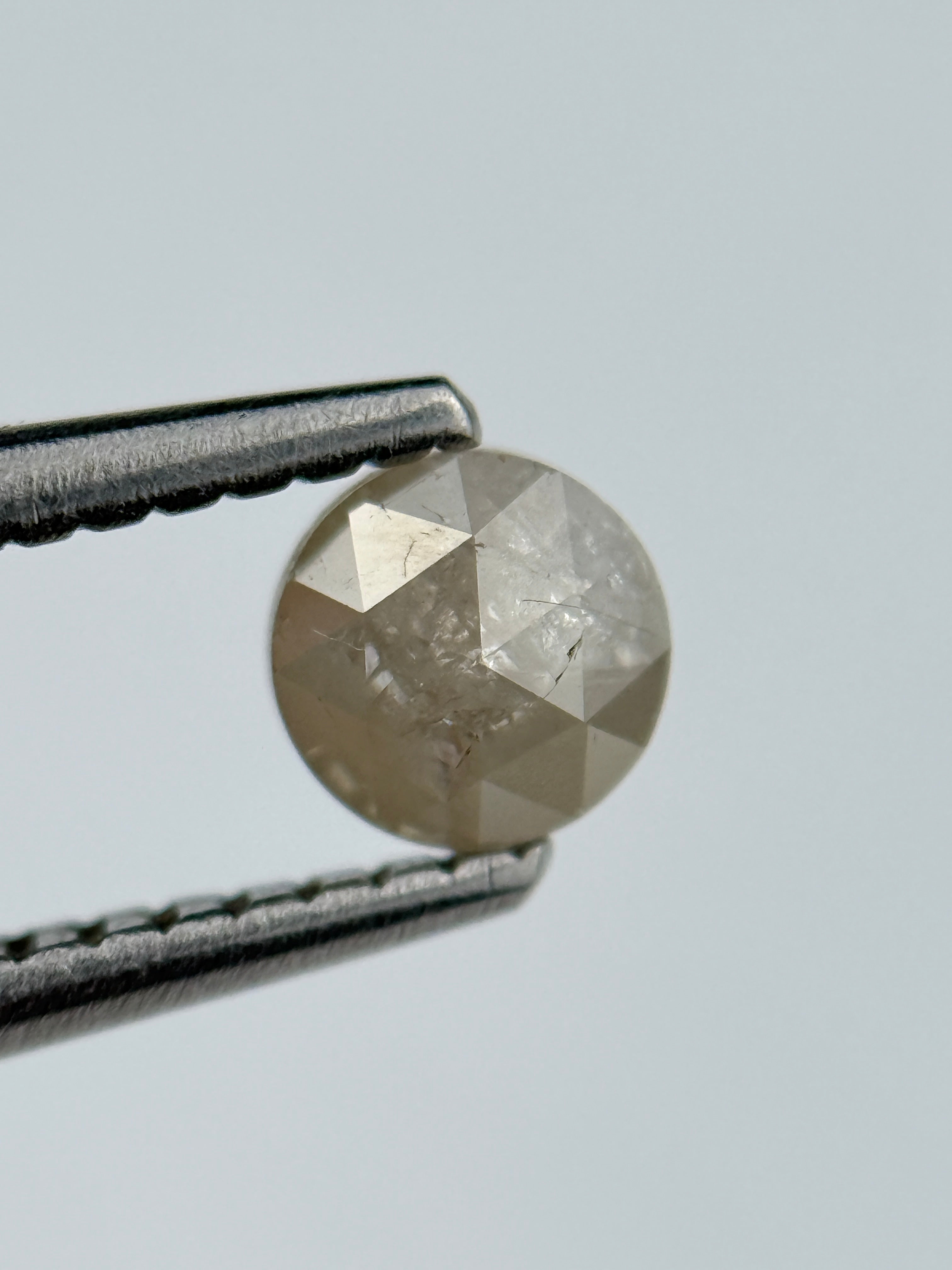 0.44 Ct Round Rose Cut ICY Grey Natural Salt and Pepper Diamond