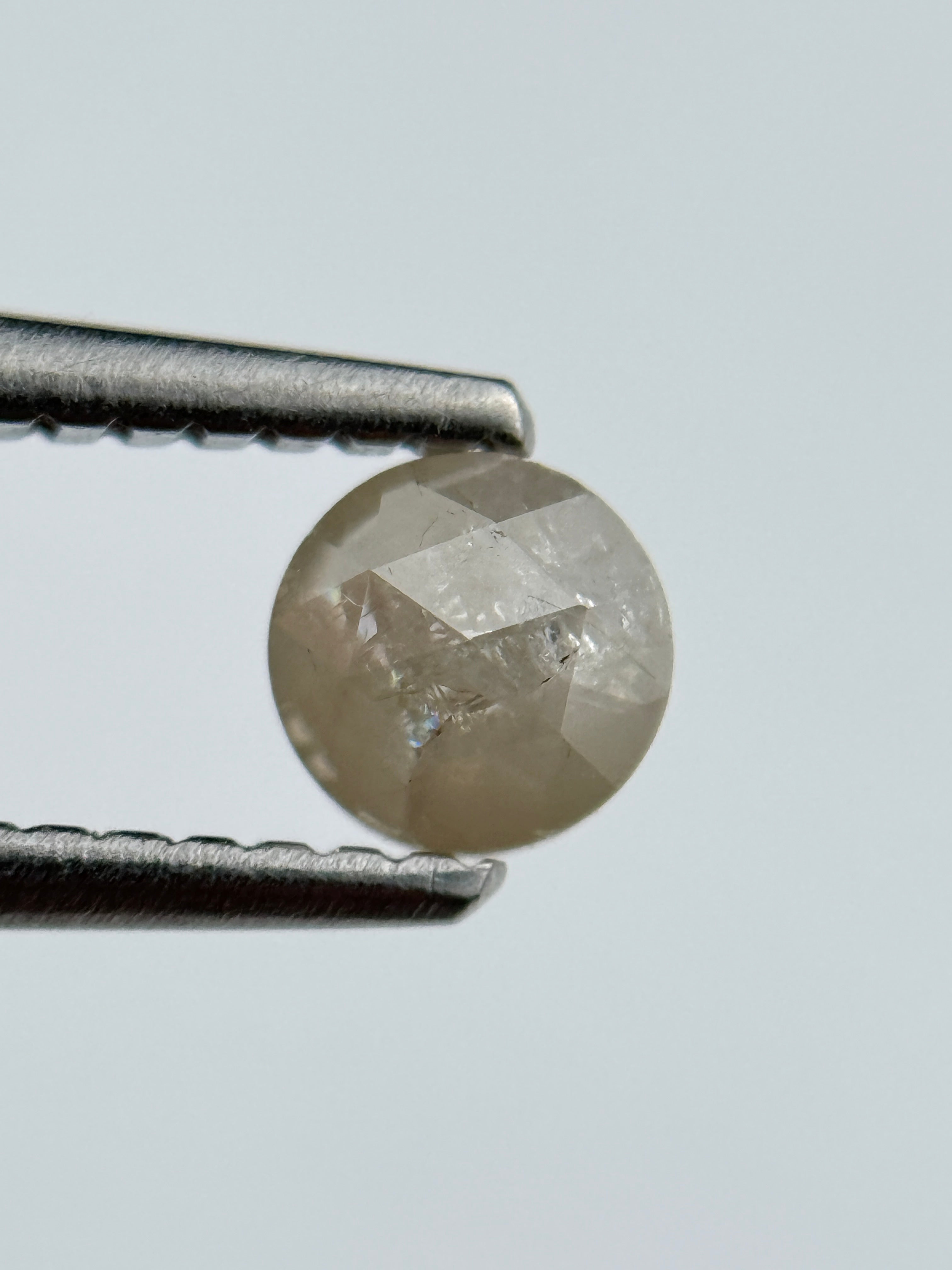 0.44 Ct Round Rose Cut ICY Grey Natural Salt and Pepper Diamond