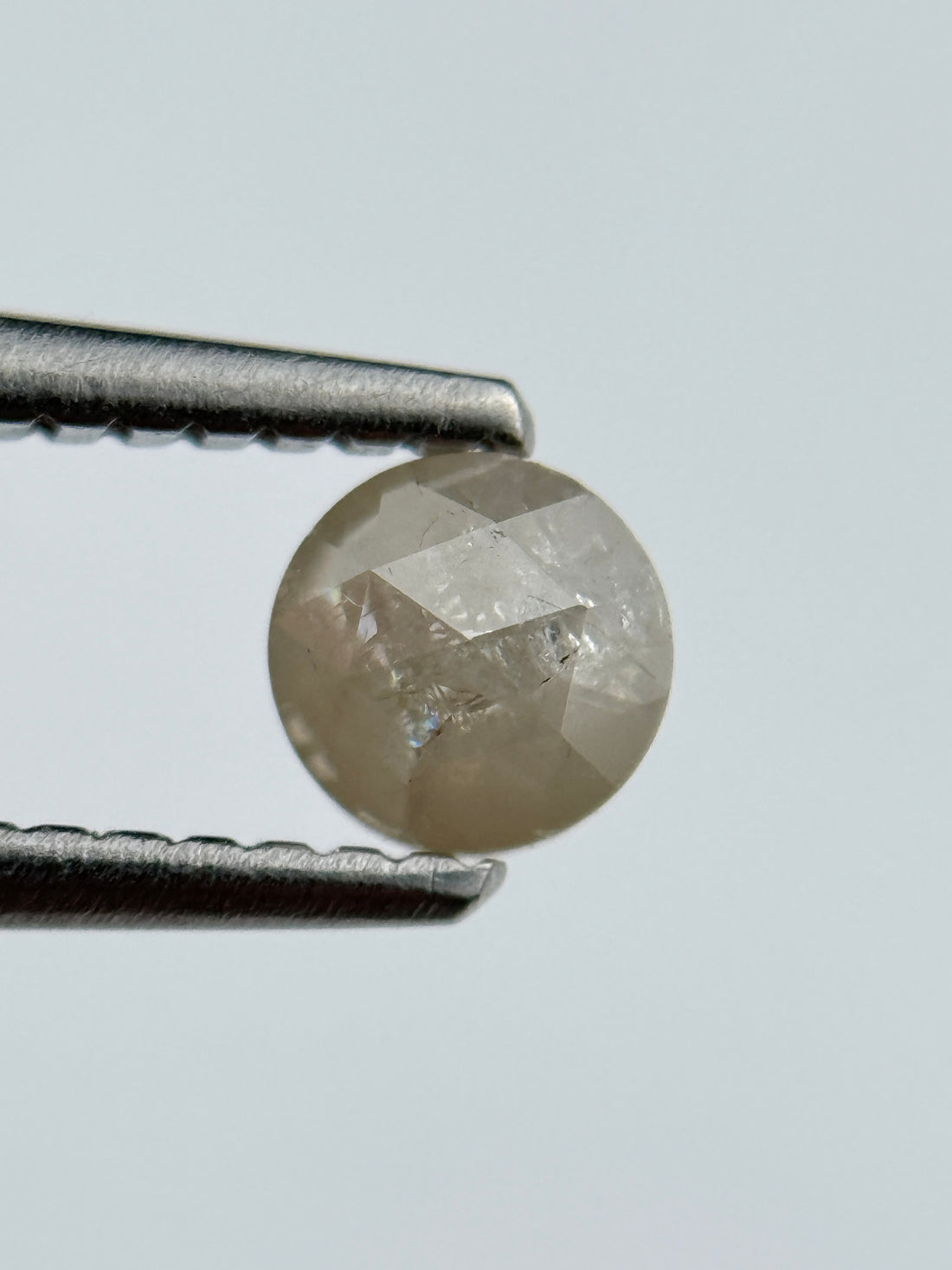 0.44 Ct Round Rose Cut ICY Grey Natural Salt and Pepper Diamond