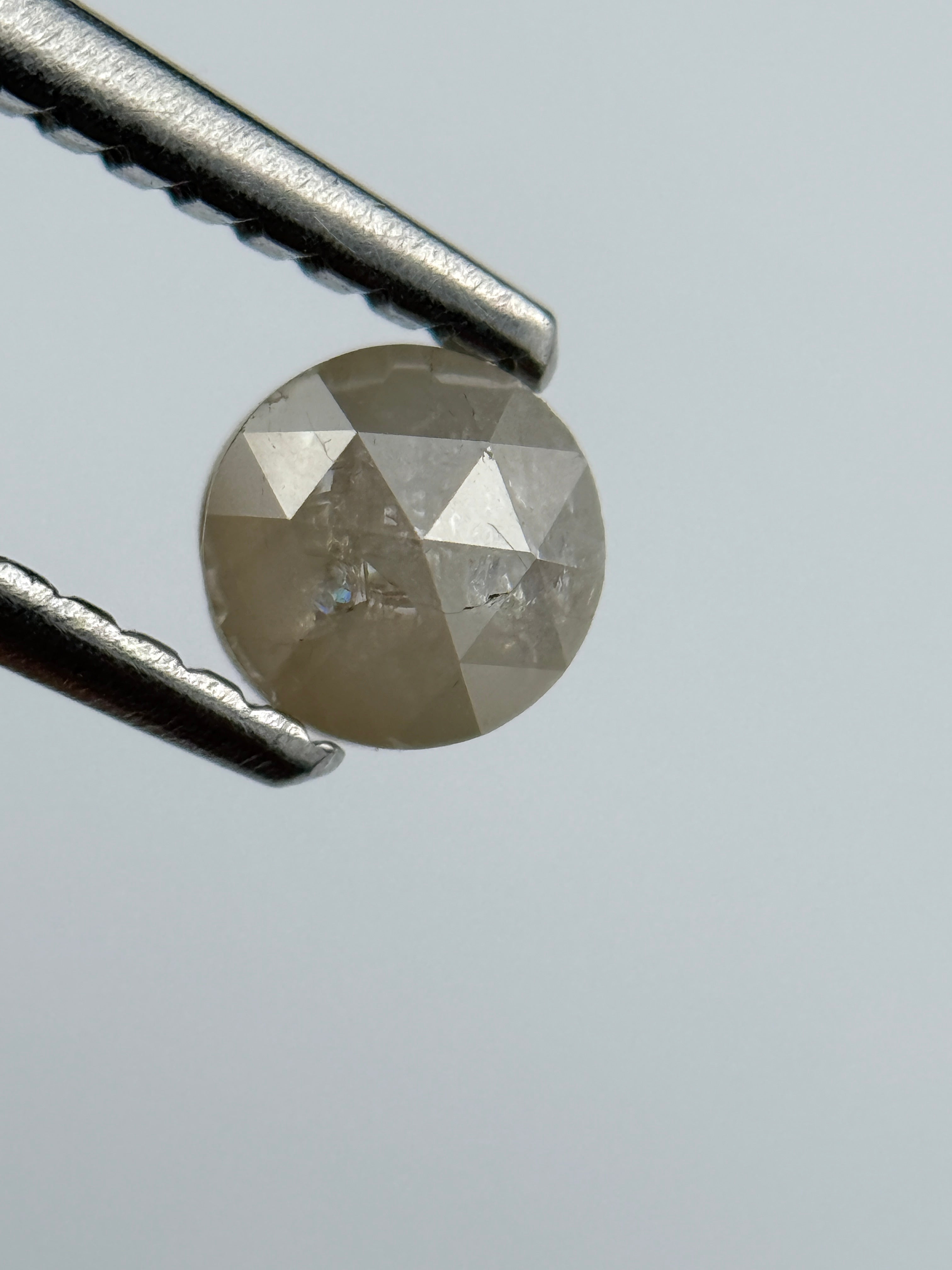 0.44 Ct Round Rose Cut ICY Grey Natural Salt and Pepper Diamond