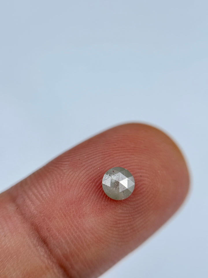 0.44 Ct Round Rose Cut ICY Grey Natural Salt and Pepper Diamond
