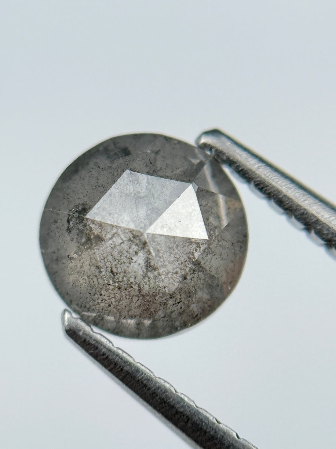 1.25 Ct Round Rose Cut Grey Natural Salt and Pepper Diamond