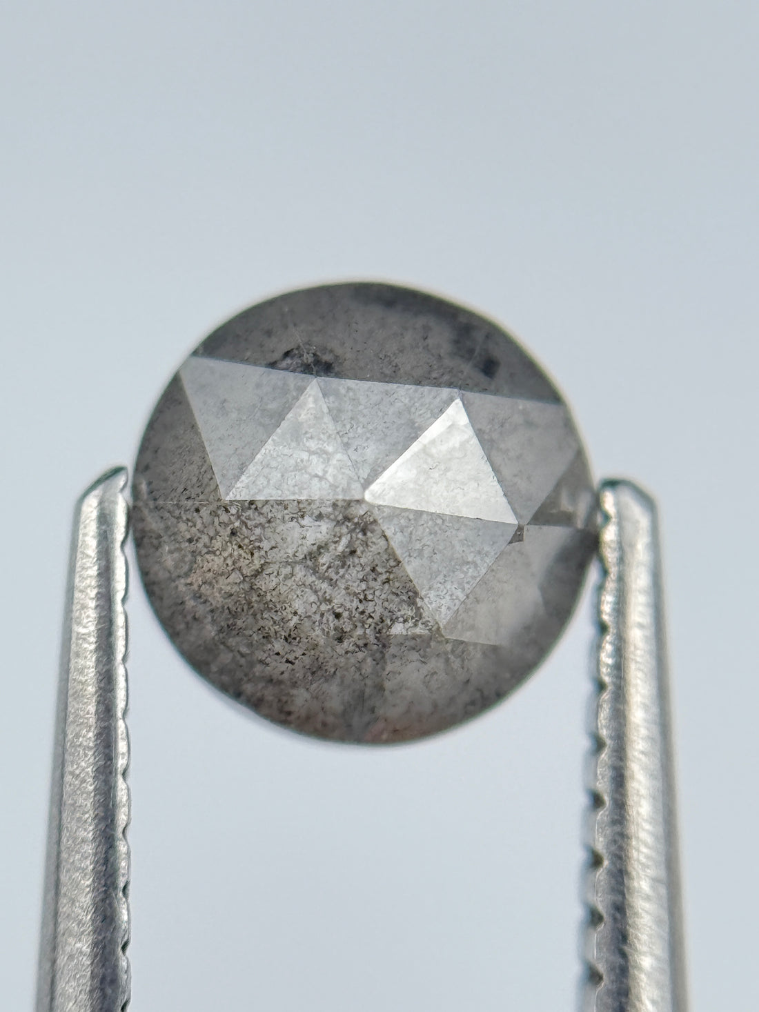 1.25 Ct Round Rose Cut Grey Natural Salt and Pepper Diamond