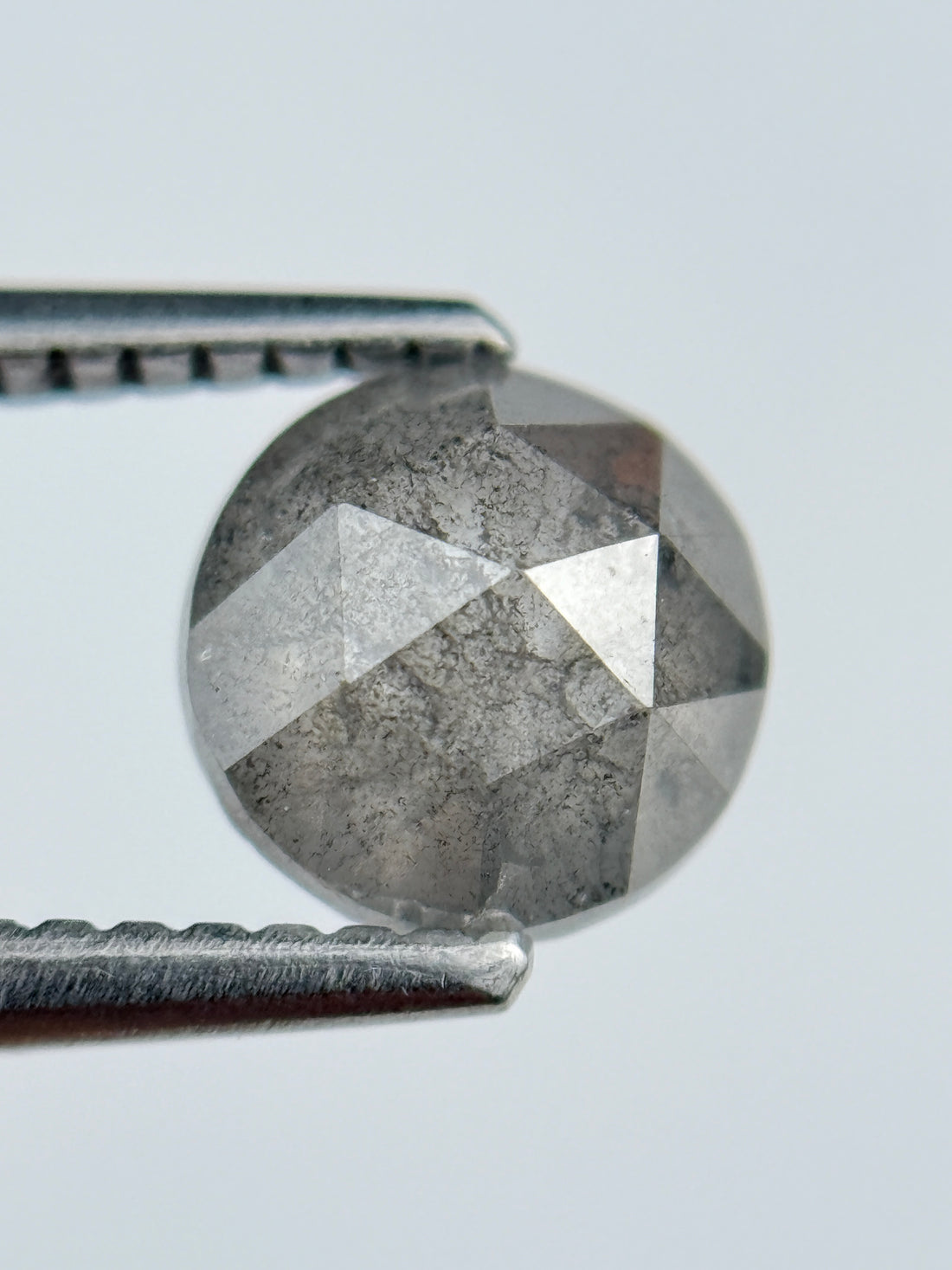 1.25 Ct Round Rose Cut Grey Natural Salt and Pepper Diamond
