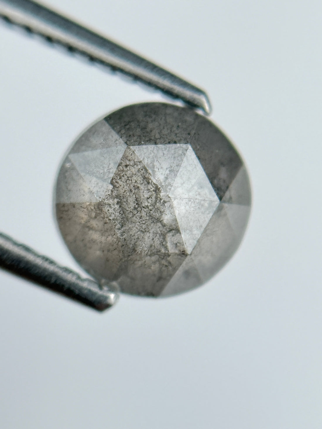 1.25 Ct Round Rose Cut Grey Natural Salt and Pepper Diamond