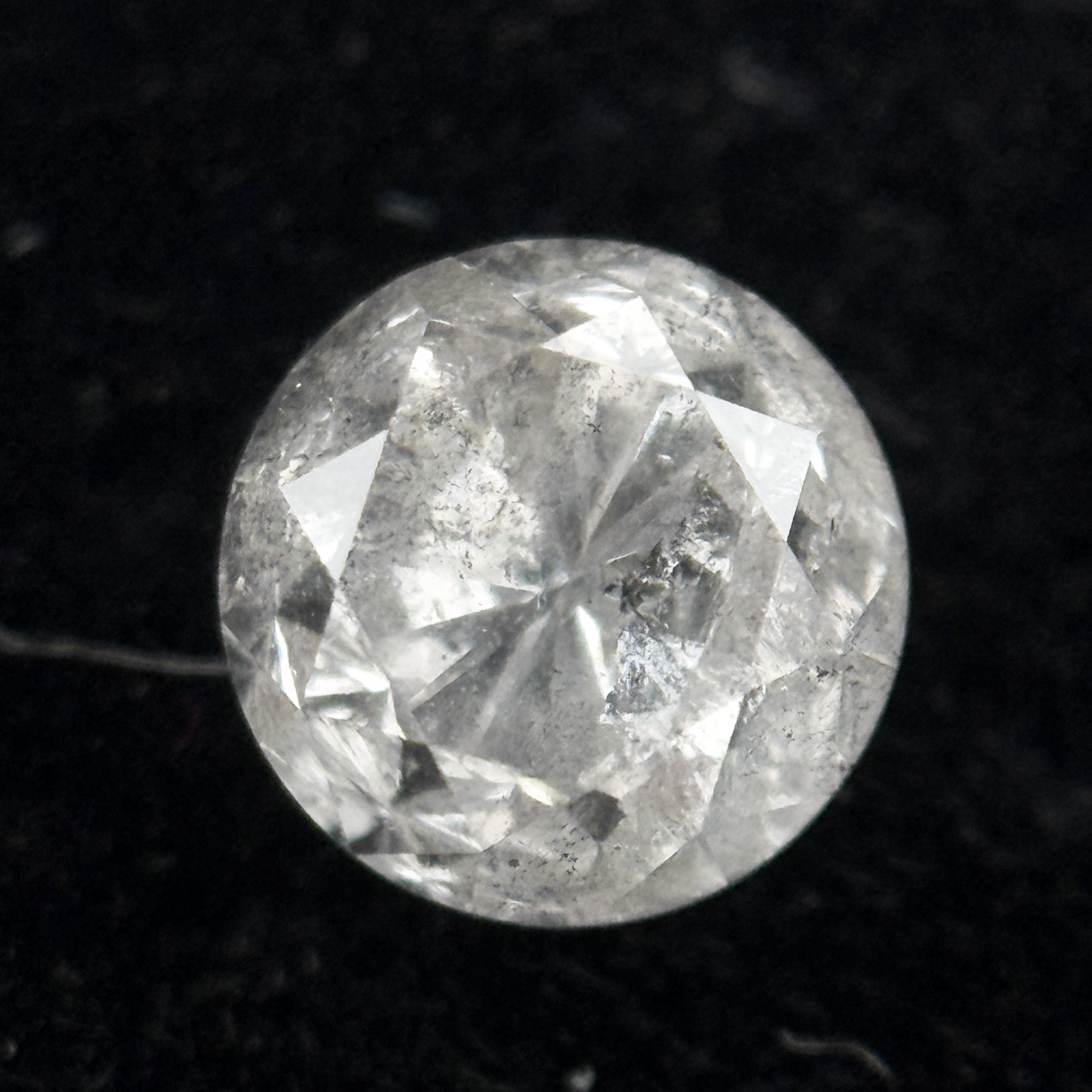 0.91 Ct Round Brilliant Cut Grey Natural Salt and Pepper Diamond