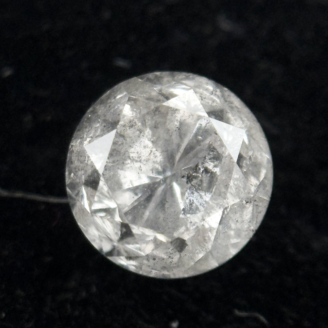 0.91 Ct Round Brilliant Cut Grey Natural Salt and Pepper Diamond