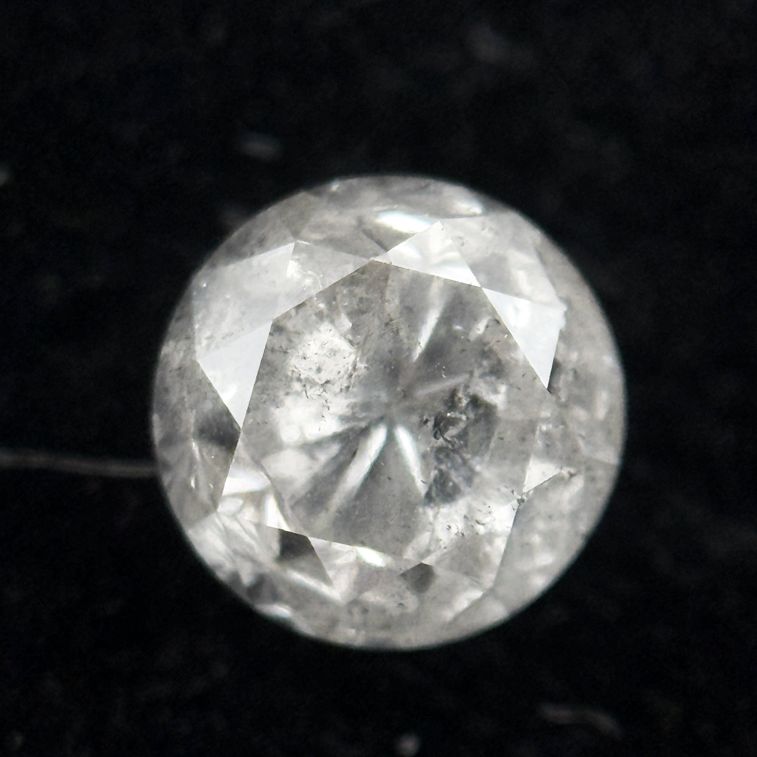 0.91 Ct Round Brilliant Cut Grey Natural Salt and Pepper Diamond