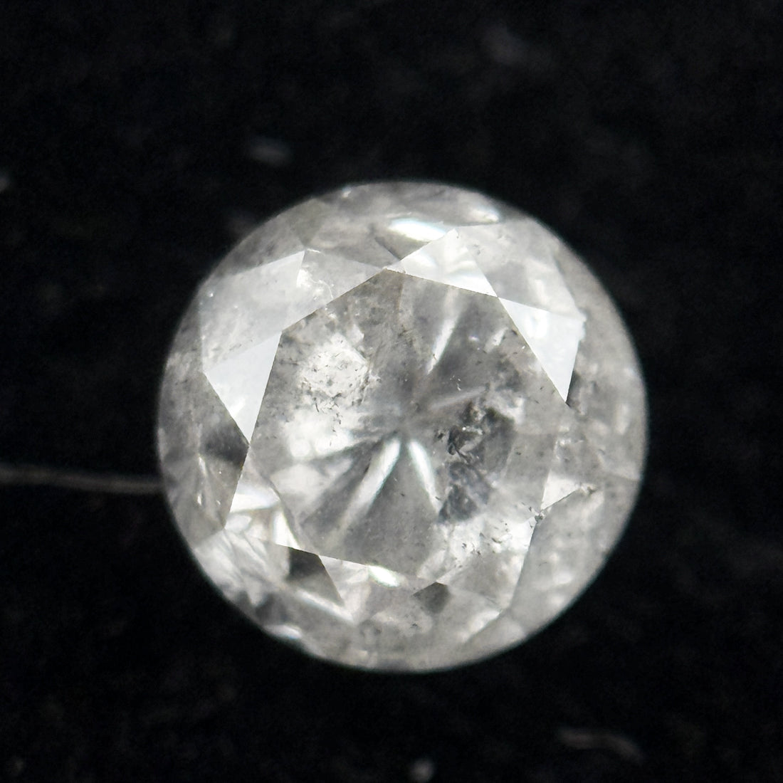 0.91 Ct Round Brilliant Cut Grey Natural Salt and Pepper Diamond