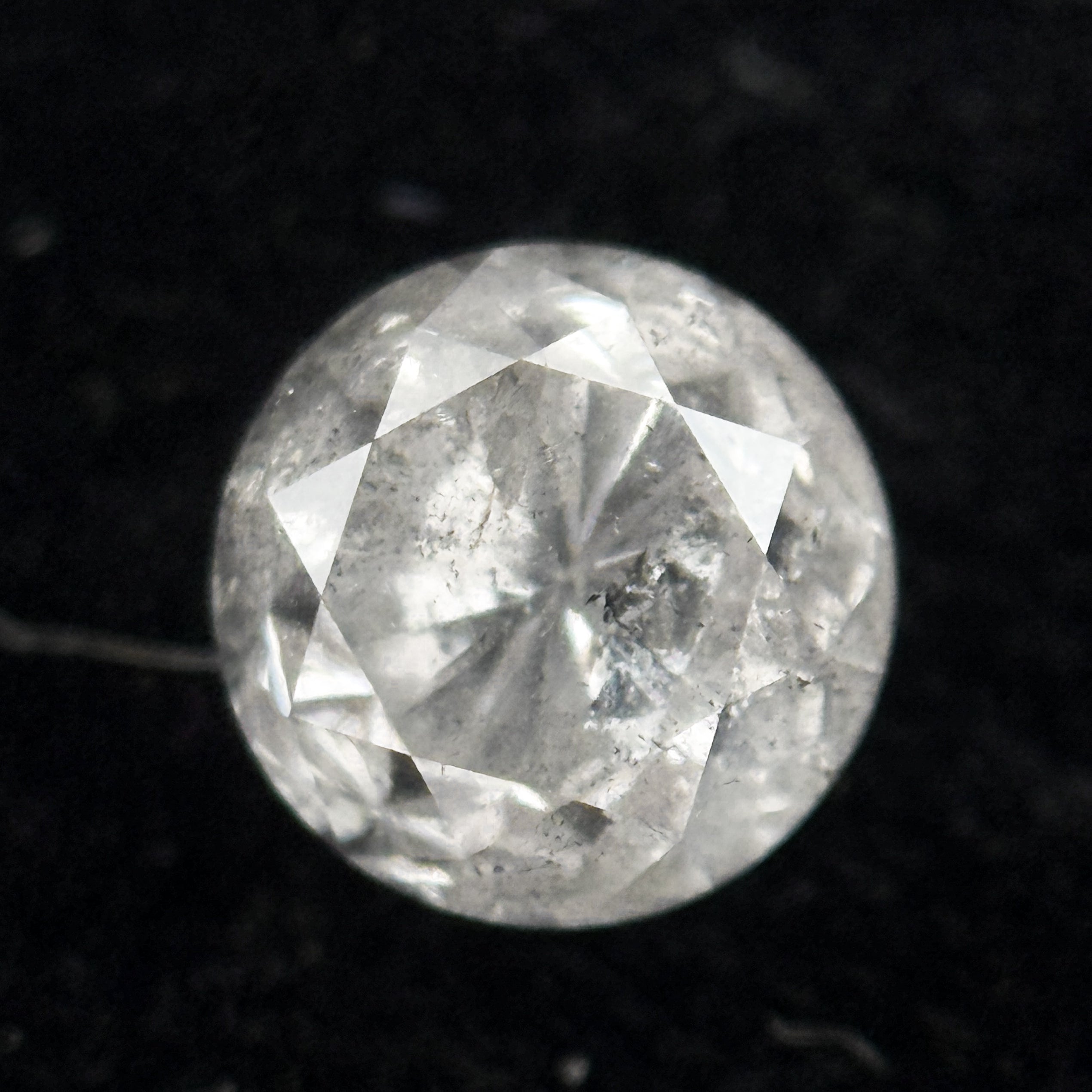 0.91 Ct Round Brilliant Cut Grey Natural Salt and Pepper Diamond