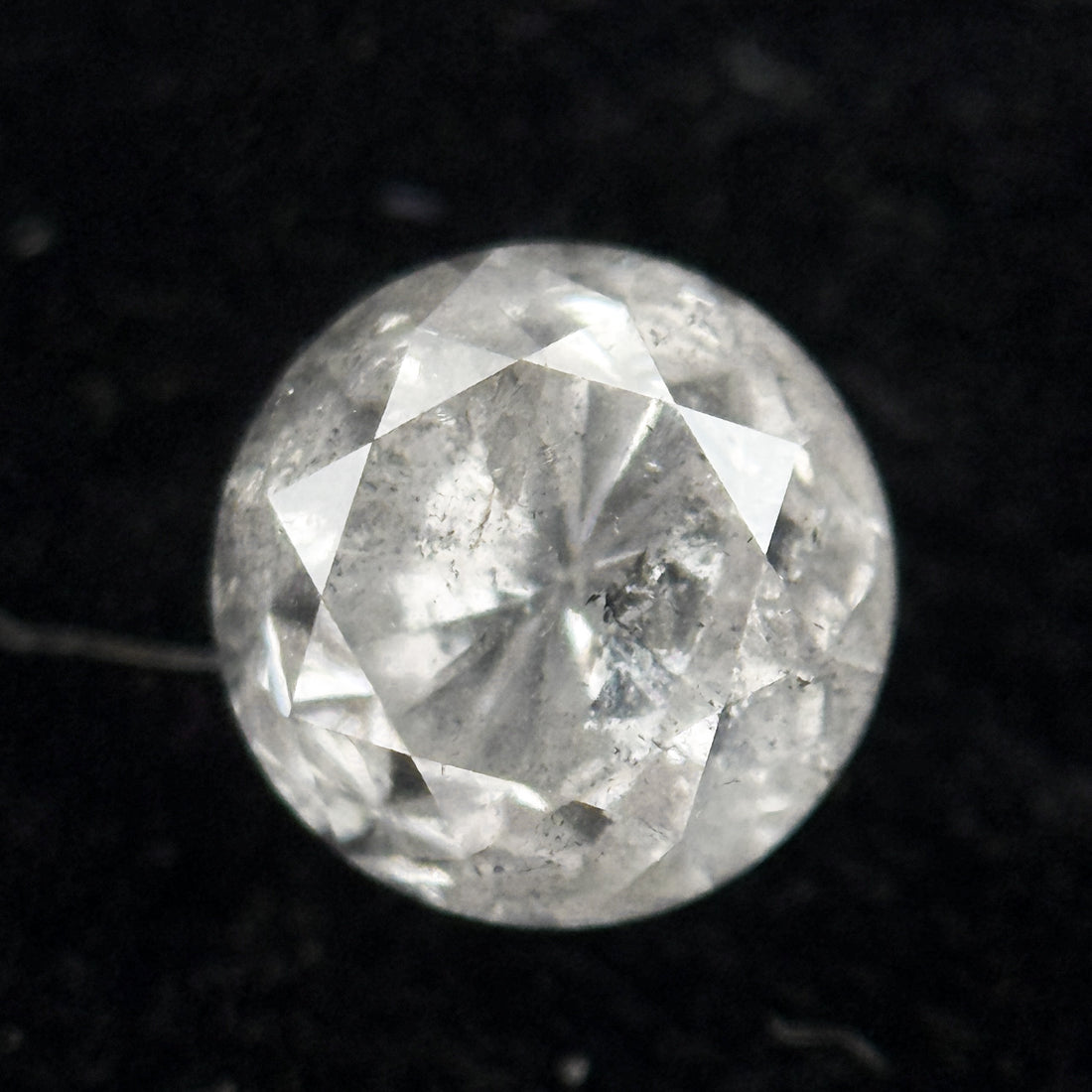 0.91 Ct Round Brilliant Cut Grey Natural Salt and Pepper Diamond
