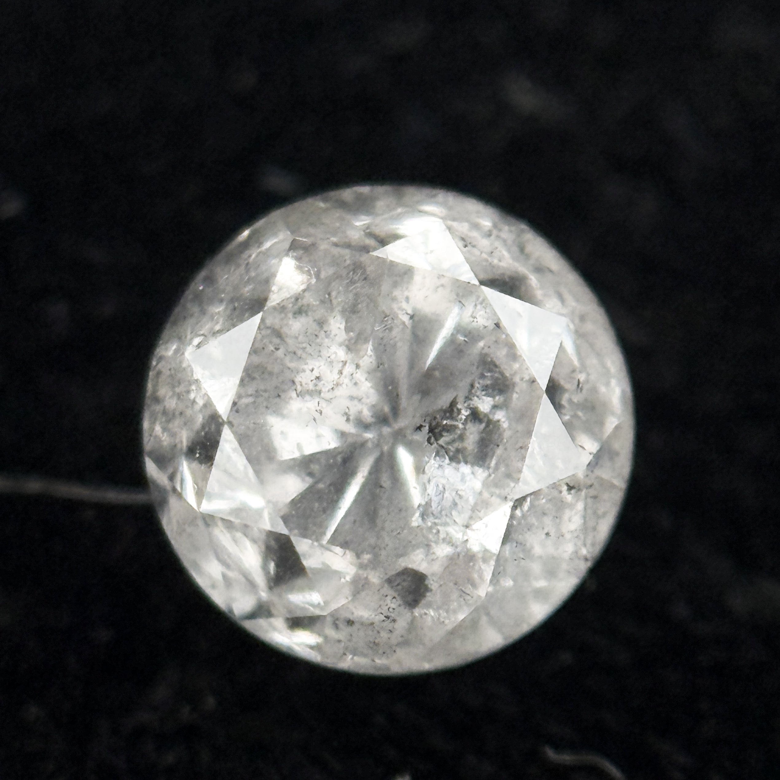 0.91 Ct Round Brilliant Cut Grey Natural Salt and Pepper Diamond