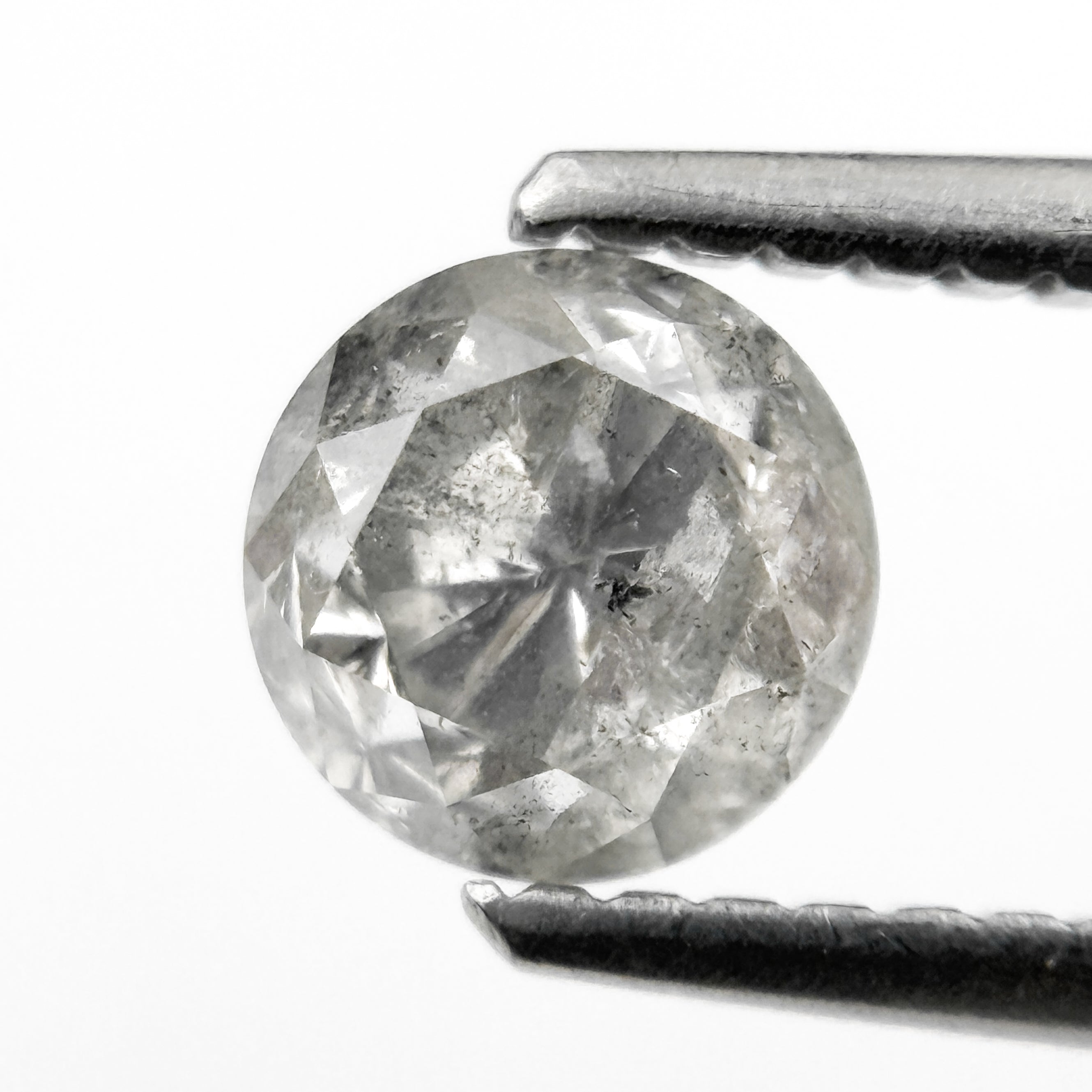 0.91 Ct Round Brilliant Cut Grey Natural Salt and Pepper Diamond