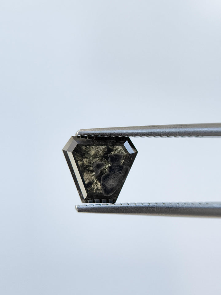 1.53 Ct Coffin Rose Cut Grey Natural Salt and Pepper Diamond