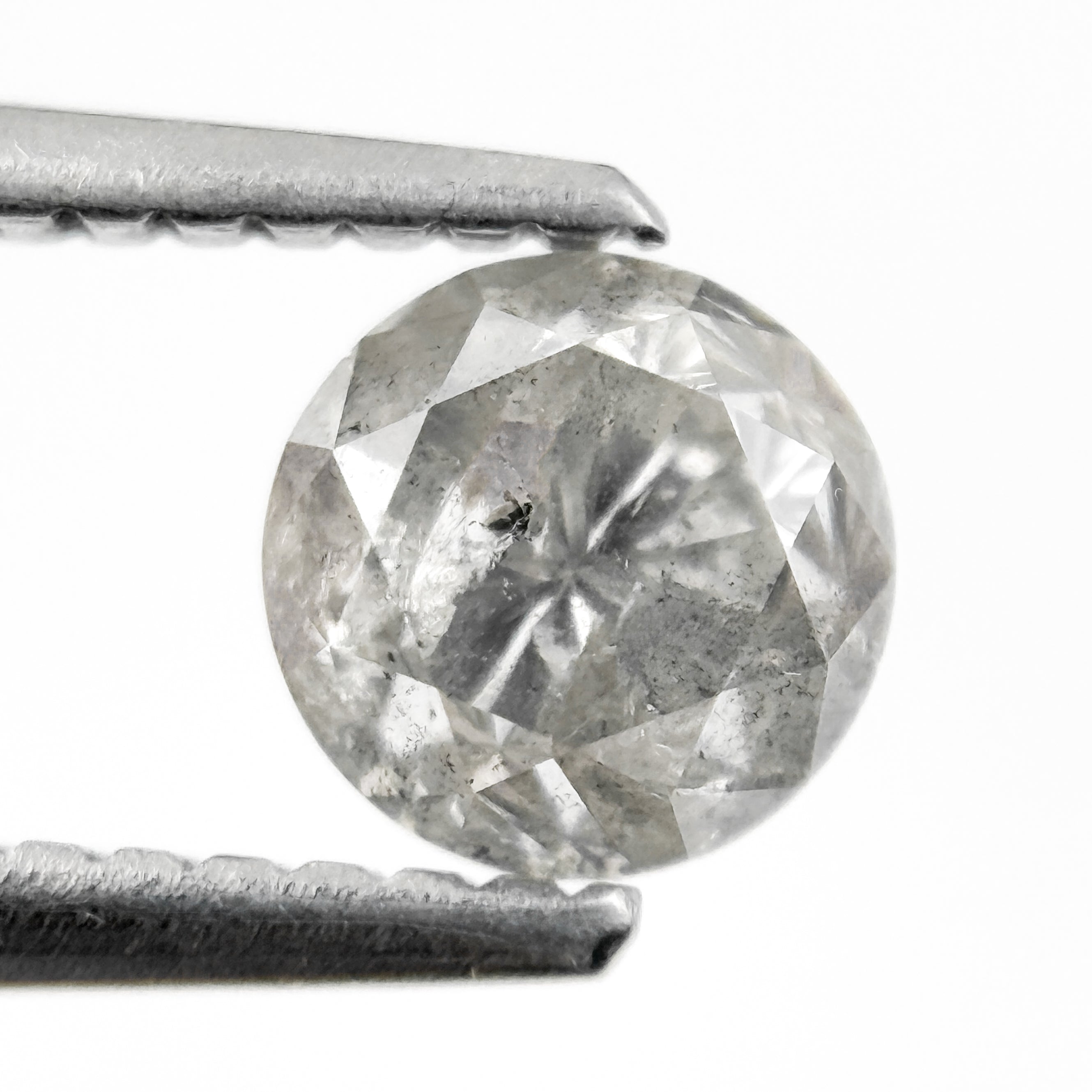 0.91 Ct Round Brilliant Cut Grey Natural Salt and Pepper Diamond