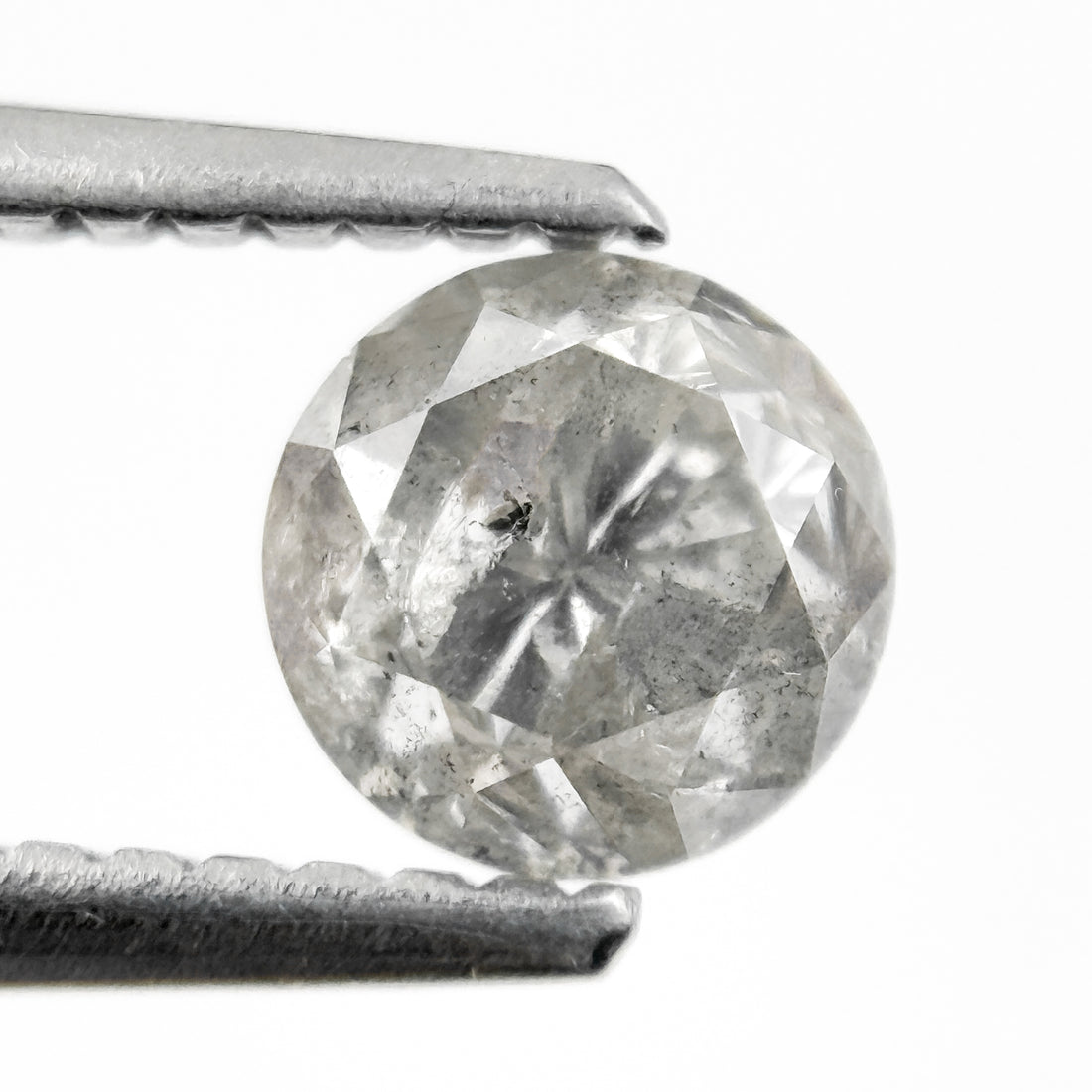0.91 Ct Round Brilliant Cut Grey Natural Salt and Pepper Diamond
