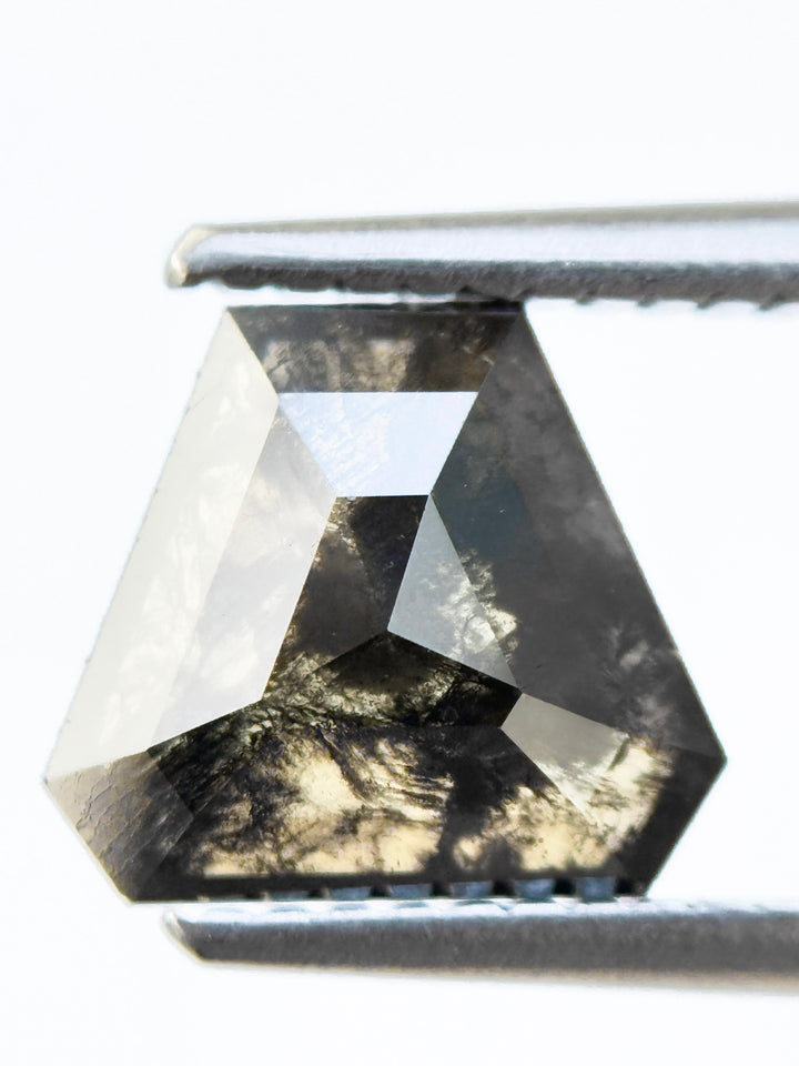1.53 Ct Coffin Rose Cut Grey Natural Salt and Pepper Diamond