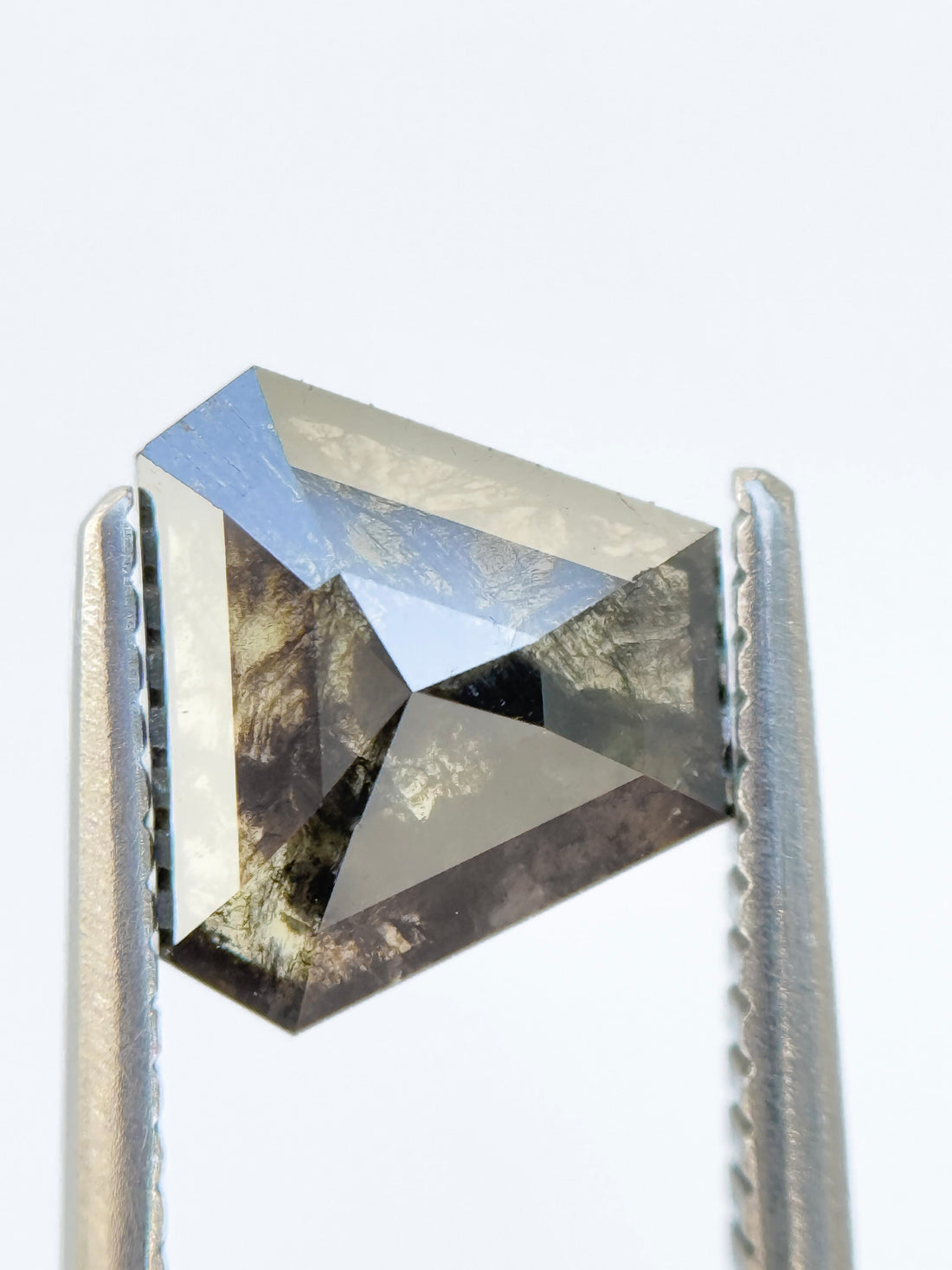 1.53 Ct Coffin Rose Cut Grey Natural Salt and Pepper Diamond