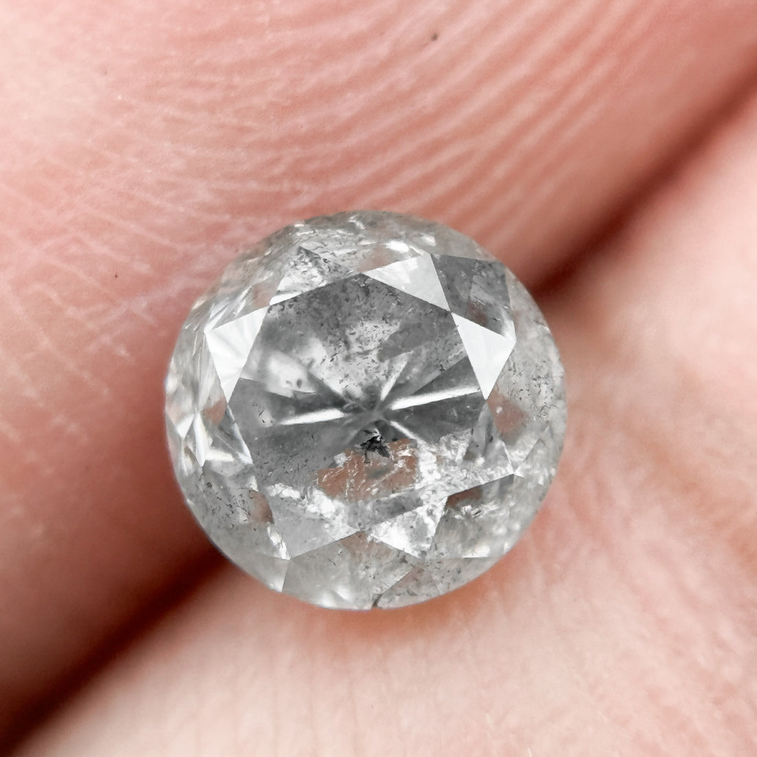 0.91 Ct Round Brilliant Cut Grey Natural Salt and Pepper Diamond