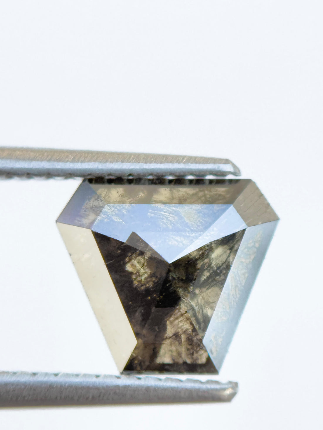 1.53 Ct Coffin Rose Cut Grey Natural Salt and Pepper Diamond