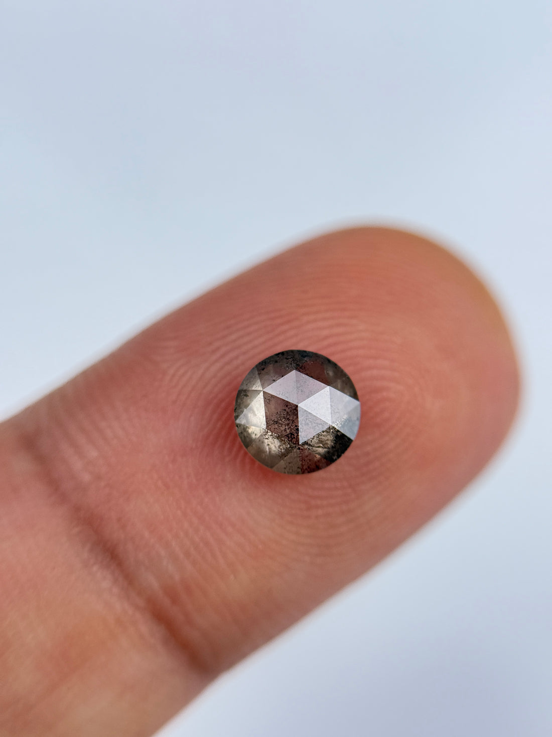 1.02 Ct Round Brilliant Cut Grey Natural Salt and Pepper Diamond