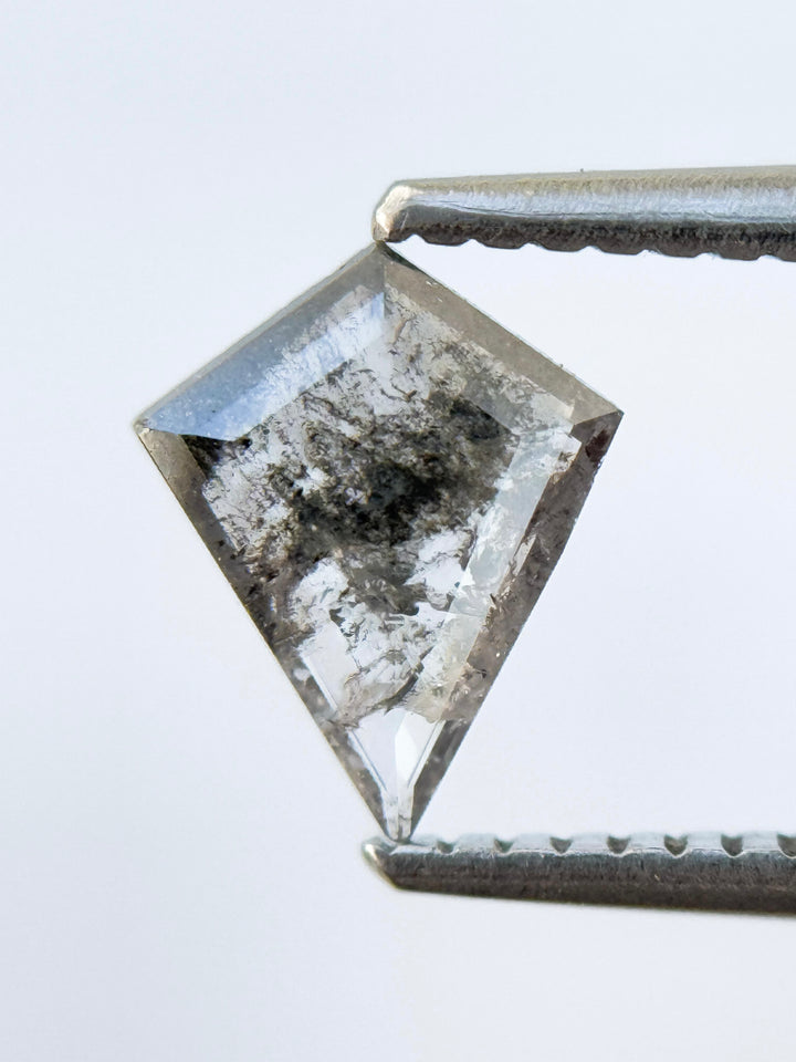 0.55 Ct Kite Rose Cut Grey Natural Salt and Pepper Diamond
