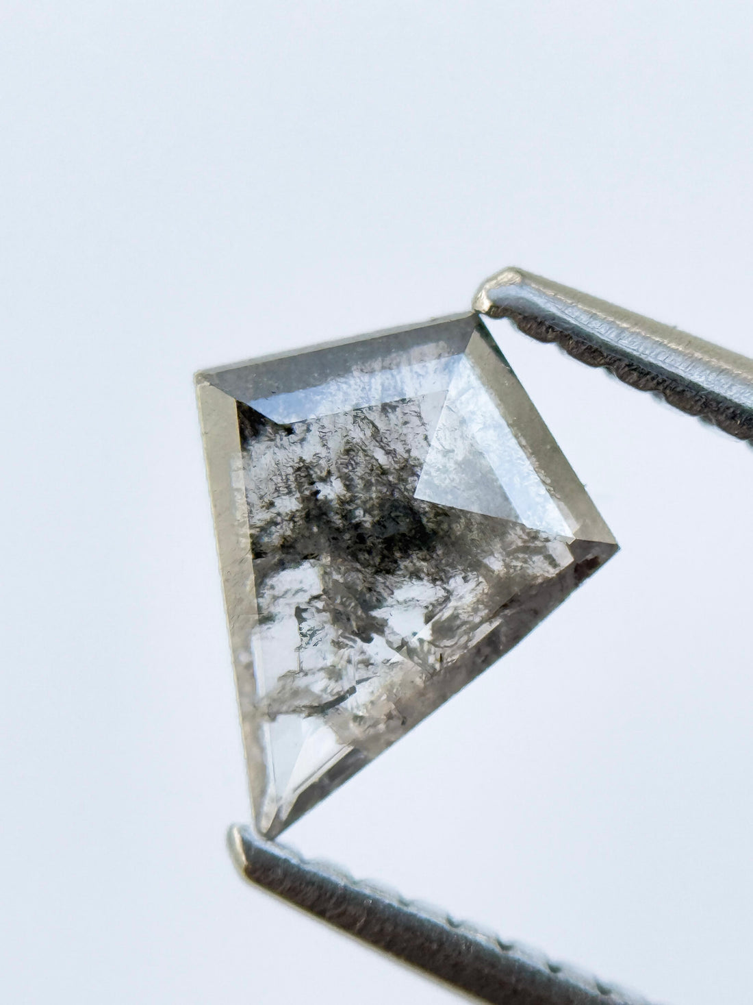 0.55 Ct Kite Rose Cut Grey Natural Salt and Pepper Diamond