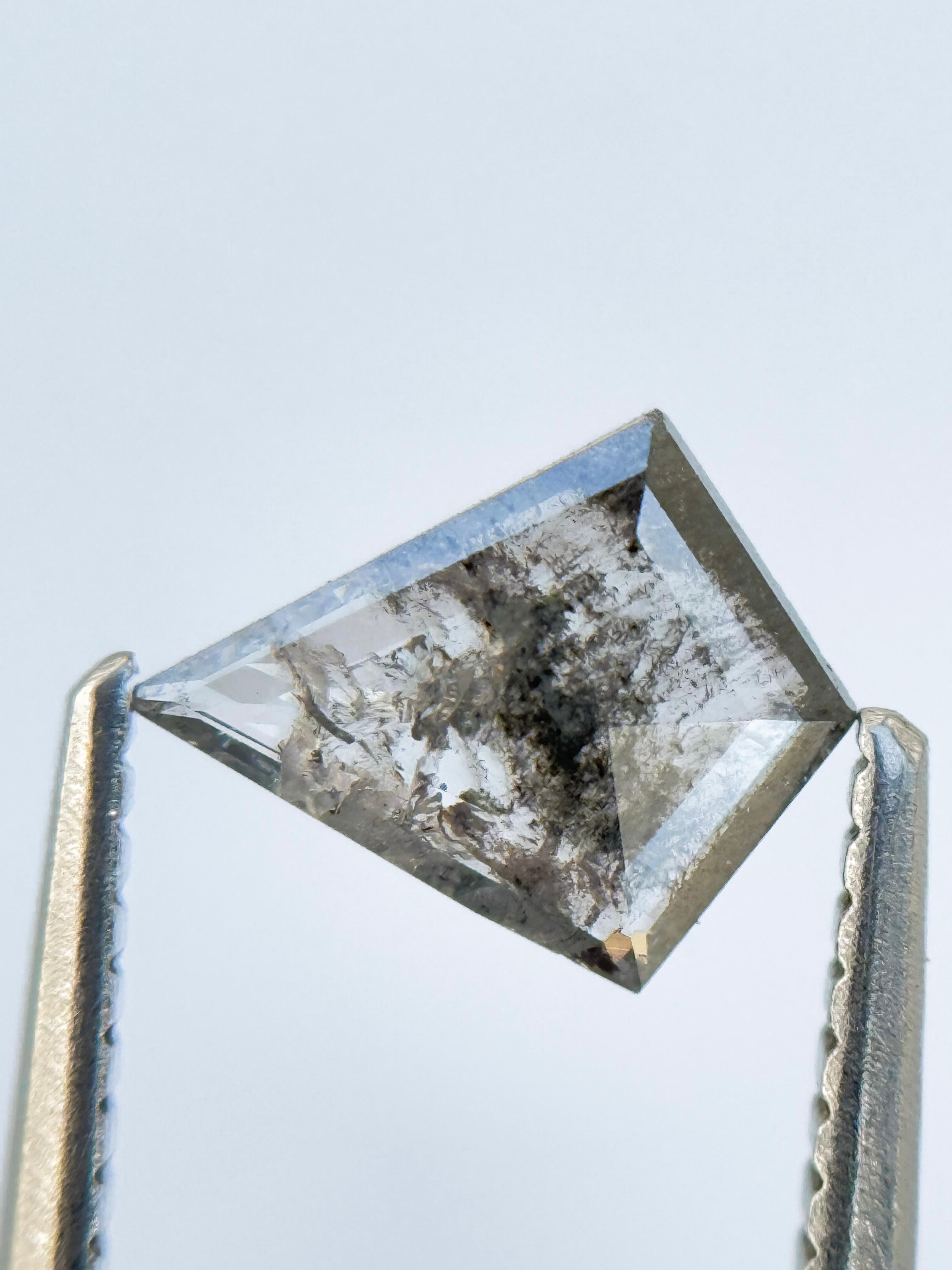 0.55 Ct Kite Rose Cut Grey Natural Salt and Pepper Diamond