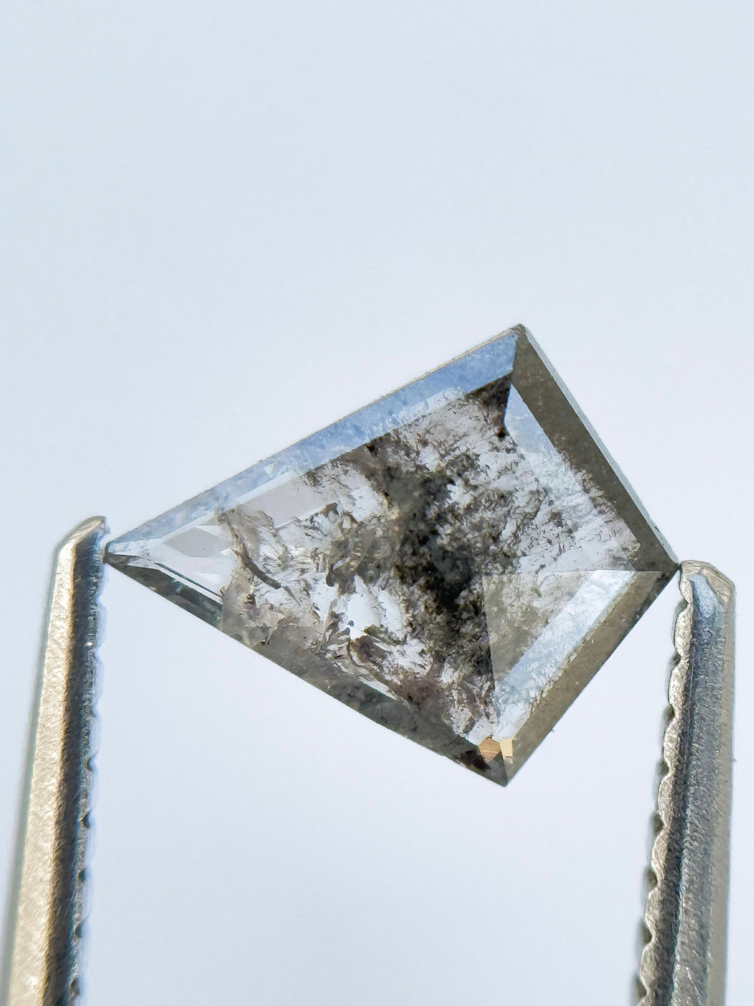 0.55 Ct Kite Rose Cut Grey Natural Salt and Pepper Diamond