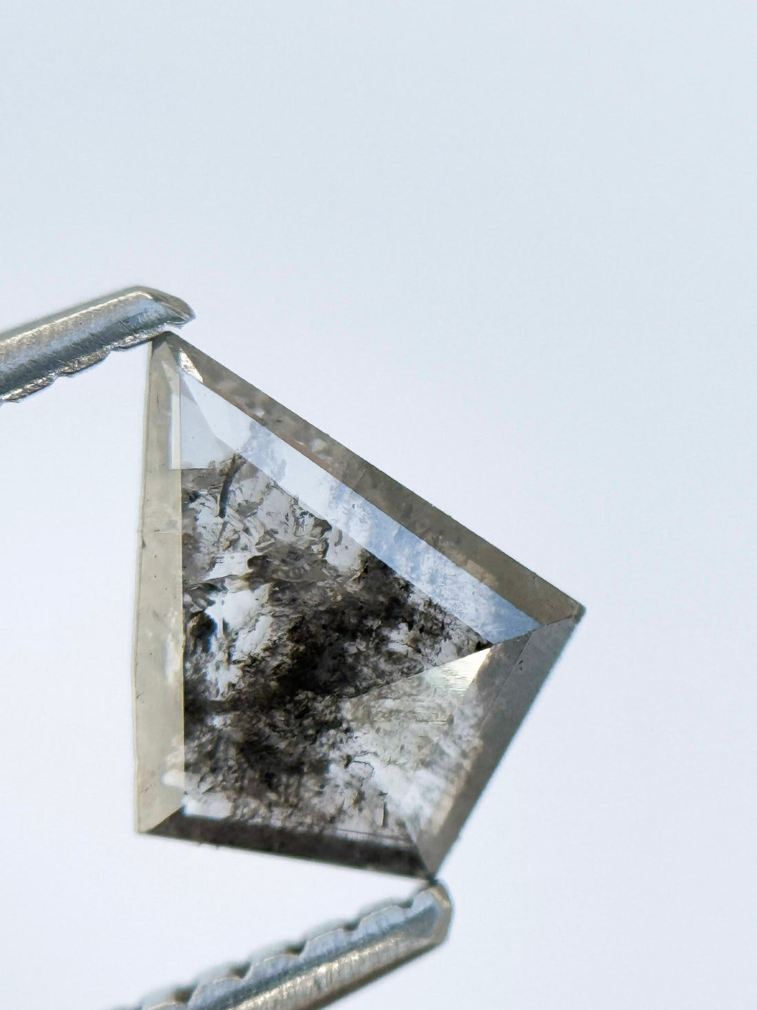 0.55 Ct Kite Rose Cut Grey Natural Salt and Pepper Diamond