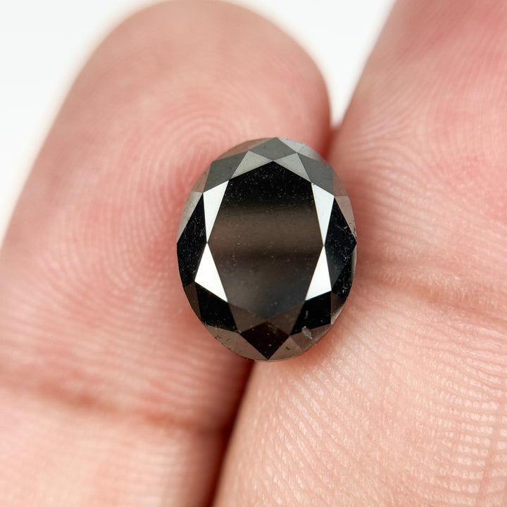 5.58 Ct Oval Brilliant Cut Black Natural Salt and Pepper Diamond