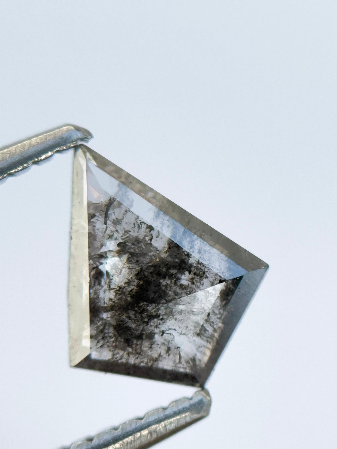 0.55 Ct Kite Rose Cut Grey Natural Salt and Pepper Diamond