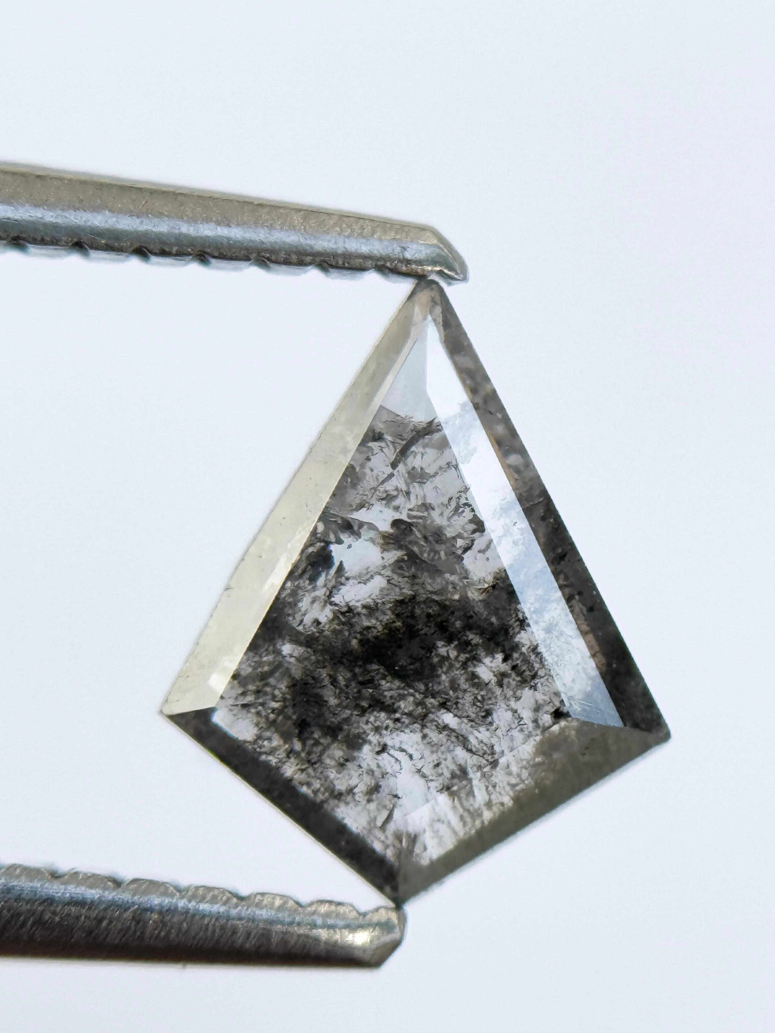 0.55 Ct Kite Rose Cut Grey Natural Salt and Pepper Diamond