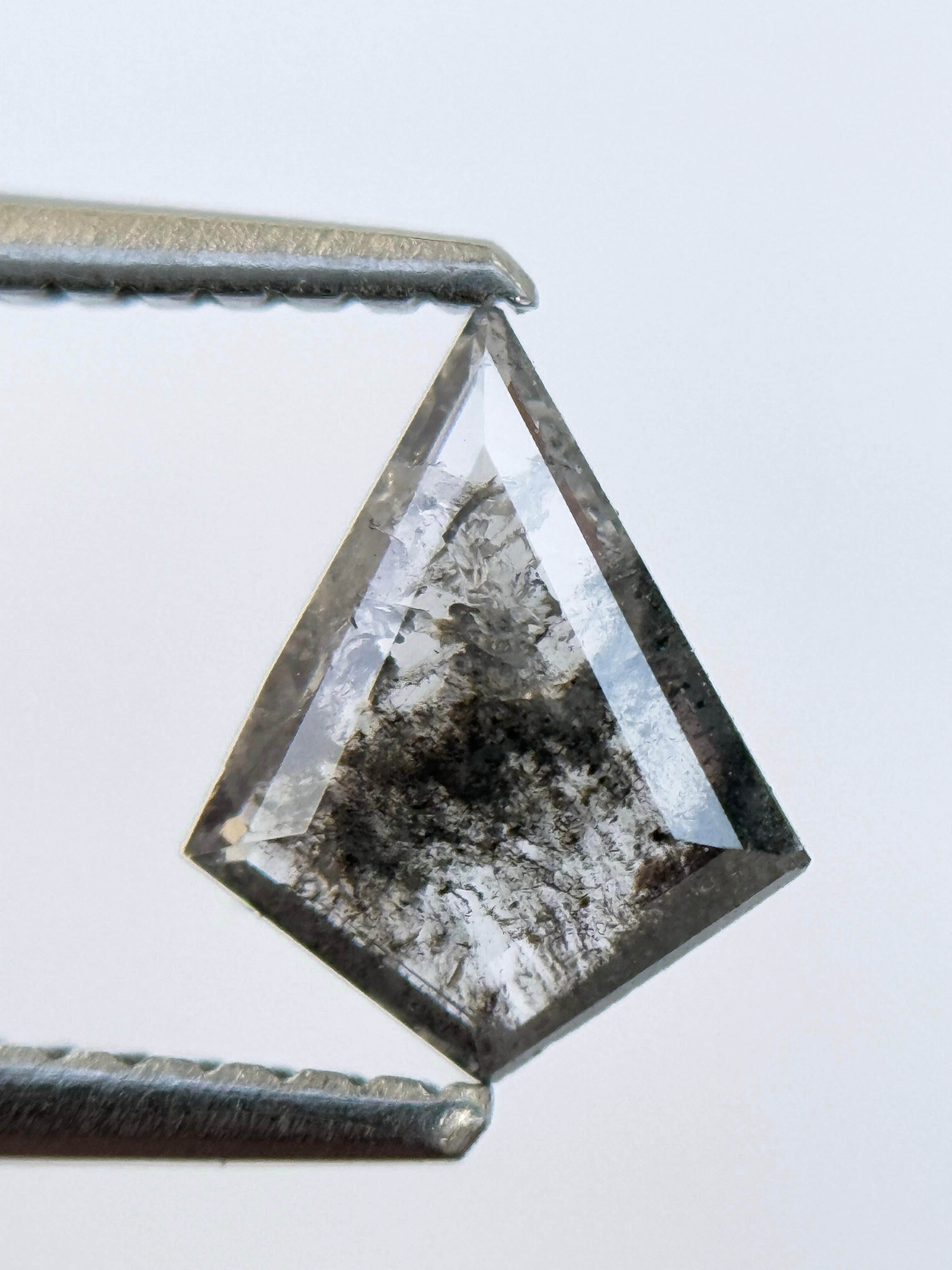 0.55 Ct Kite Rose Cut Grey Natural Salt and Pepper Diamond