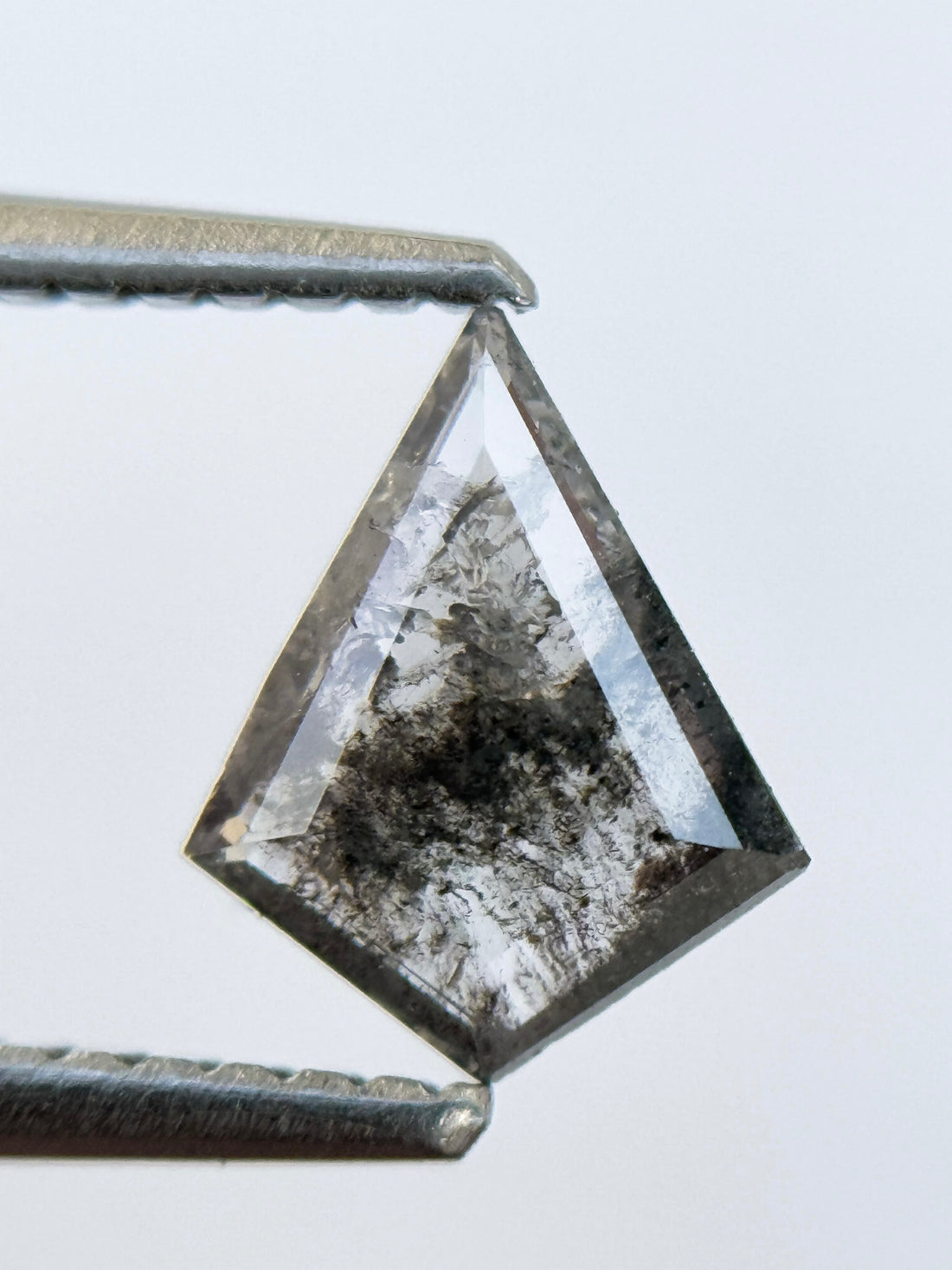 0.55 Ct Kite Rose Cut Grey Natural Salt and Pepper Diamond